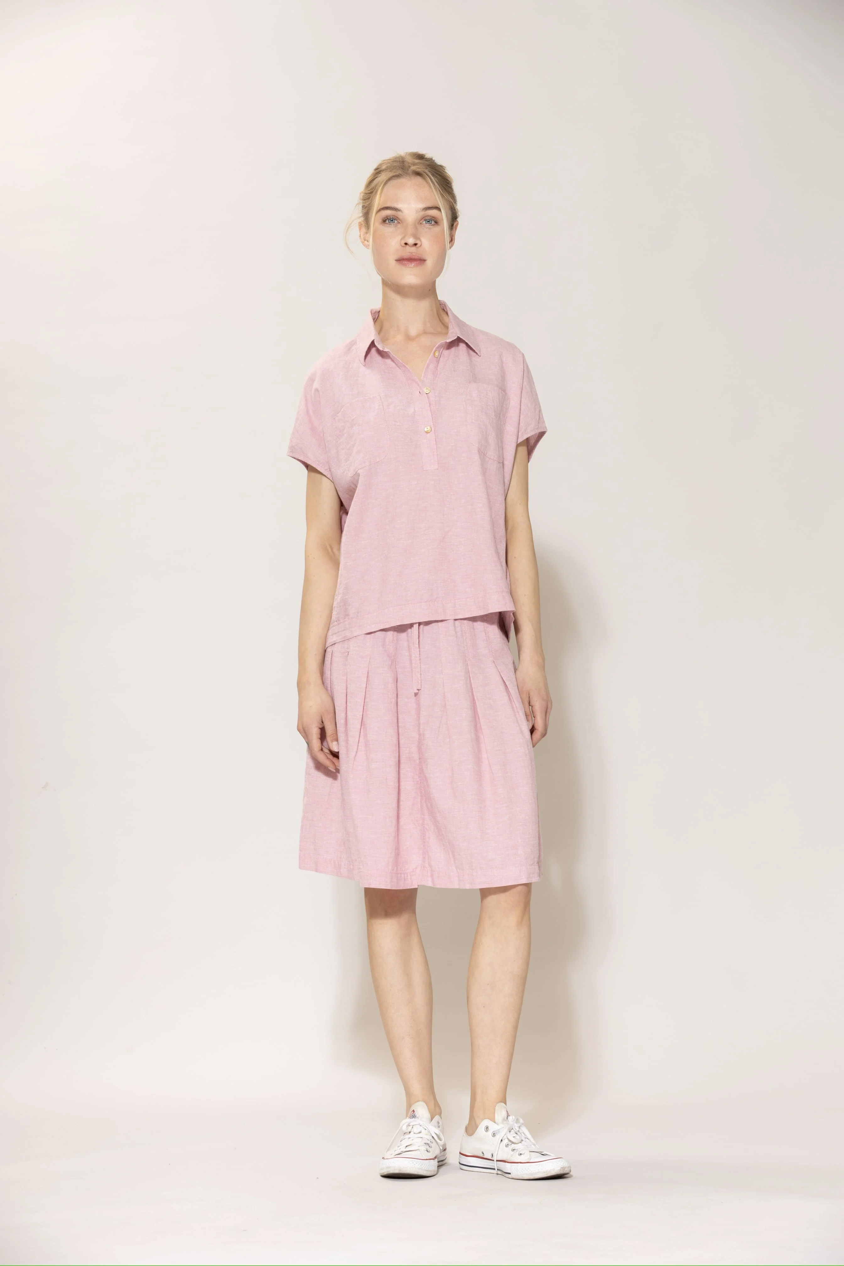 Anemone linen Skirt - Soft Pink Melange