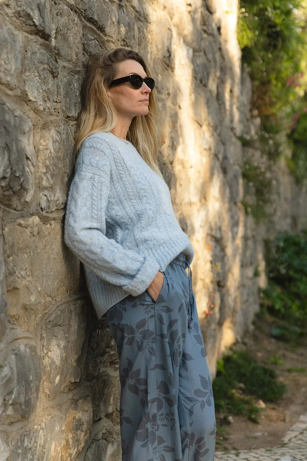 Anisette Flower Print Trousers - Iron Blue - Image 4