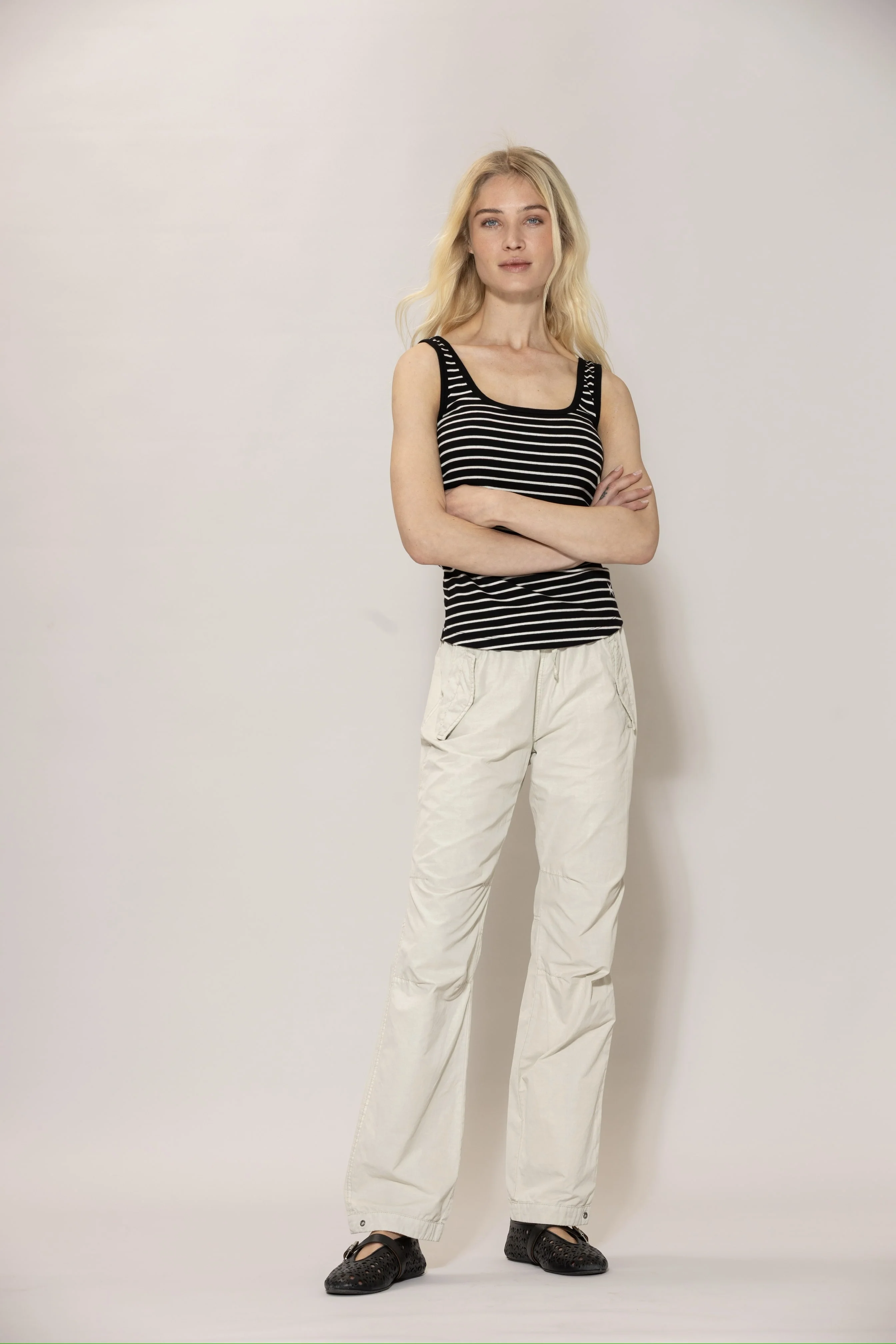 Annamay Striped Top - Black w/Ecru - Image 2