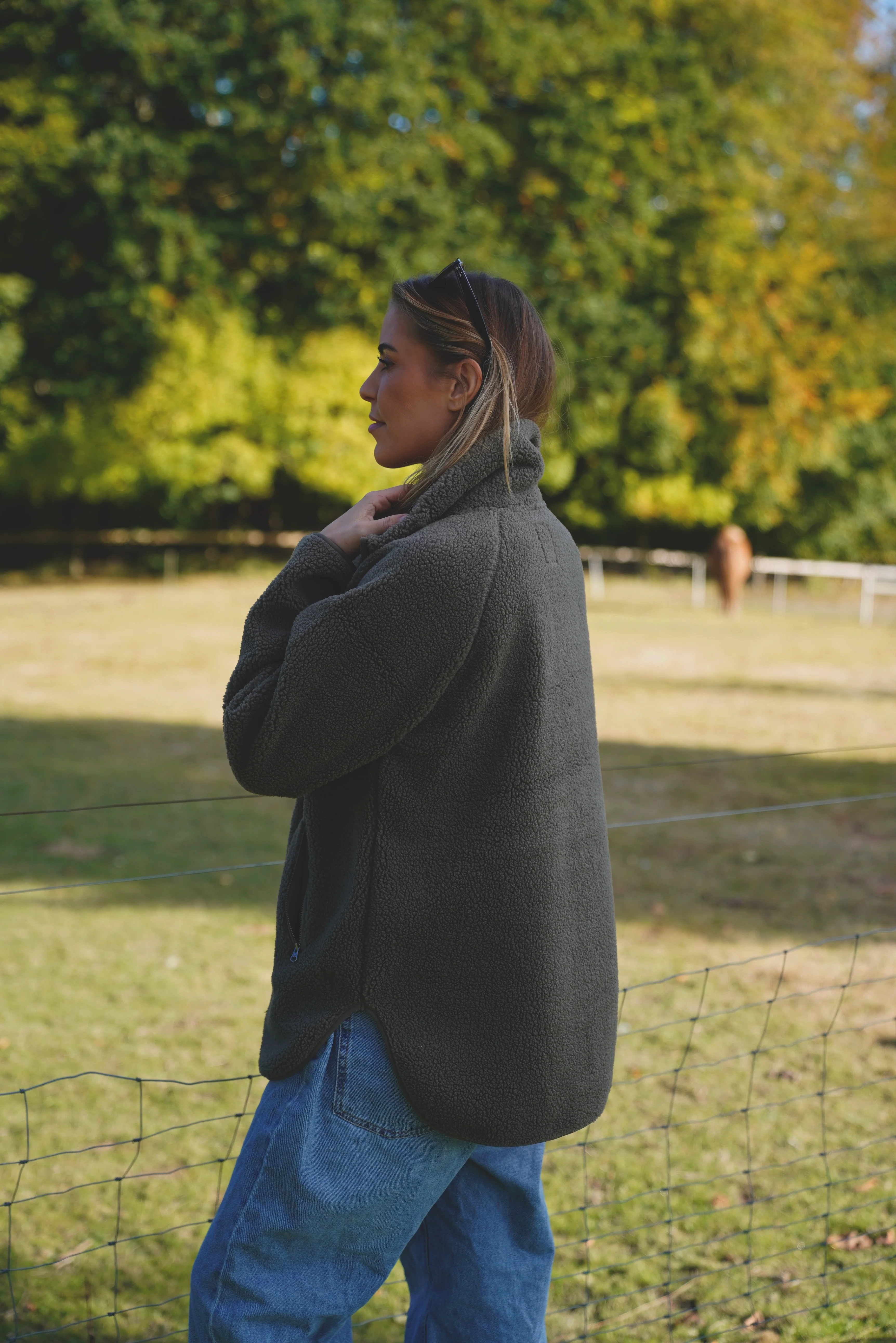 Aria Teddy Fleece Jacket - Dusty Brown - Image 2