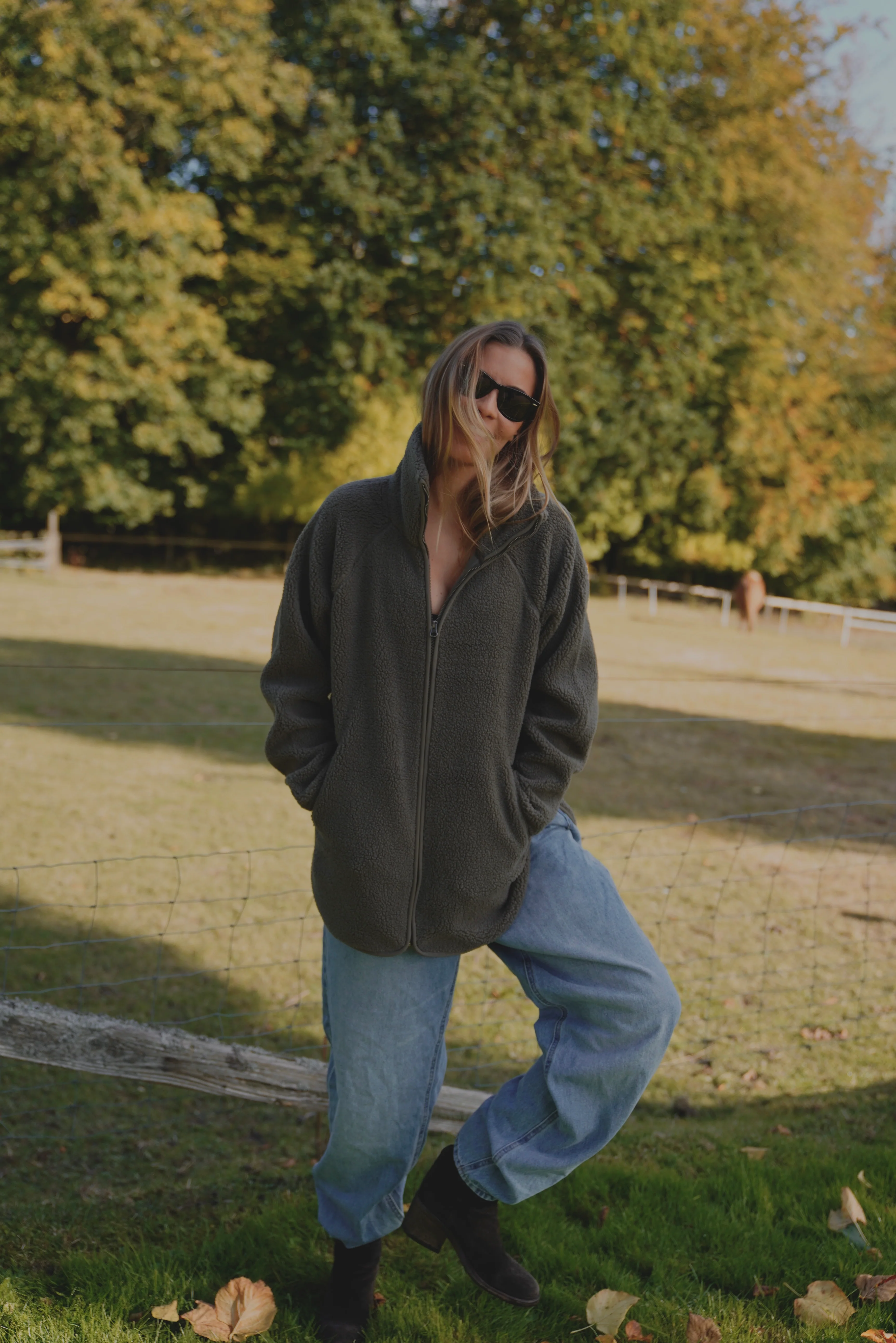 Aria Teddy Fleece Jacket - Dusty Brown - Image 3