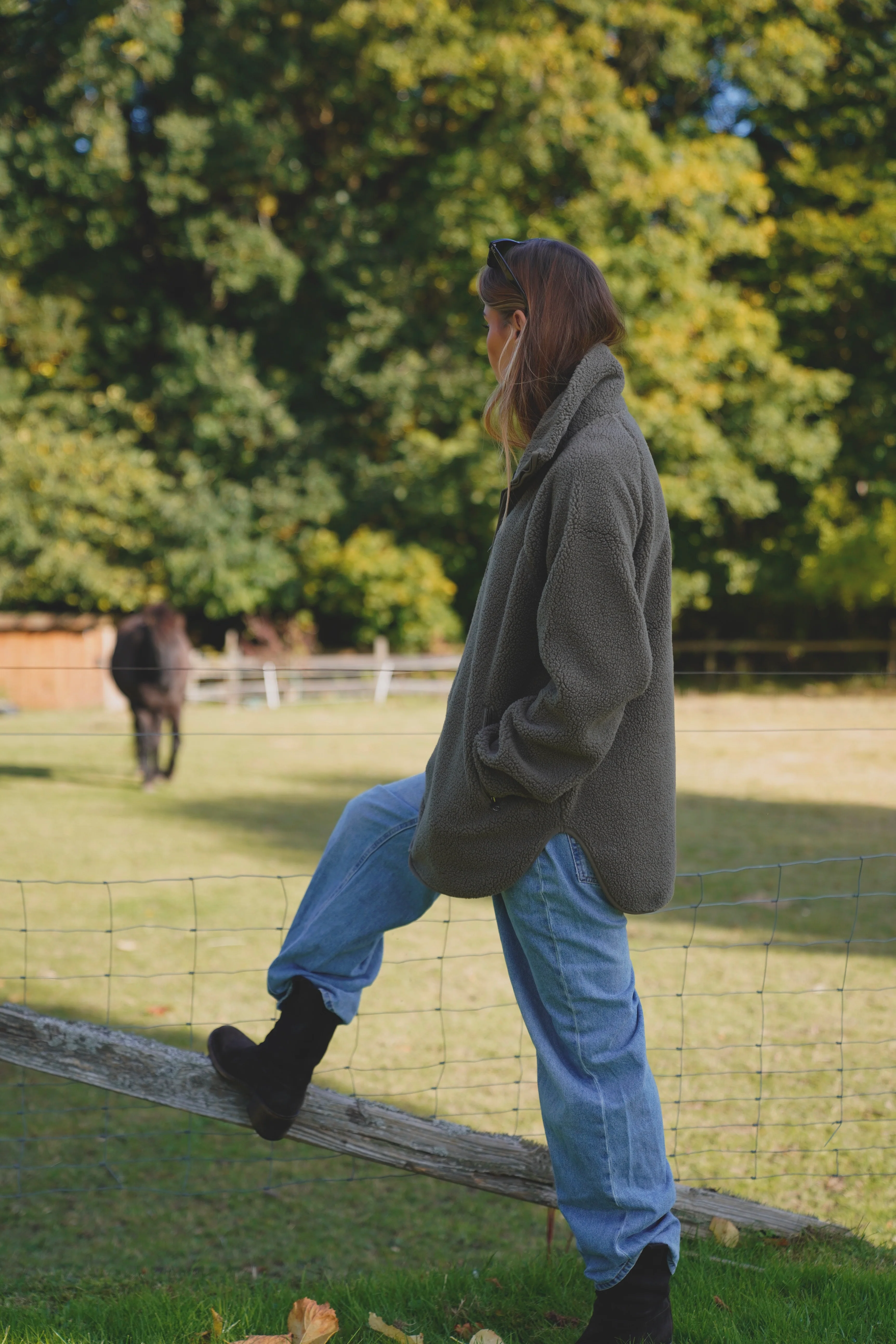 Aria Teddy Fleece Jacket - Dusty Brown - Image 4