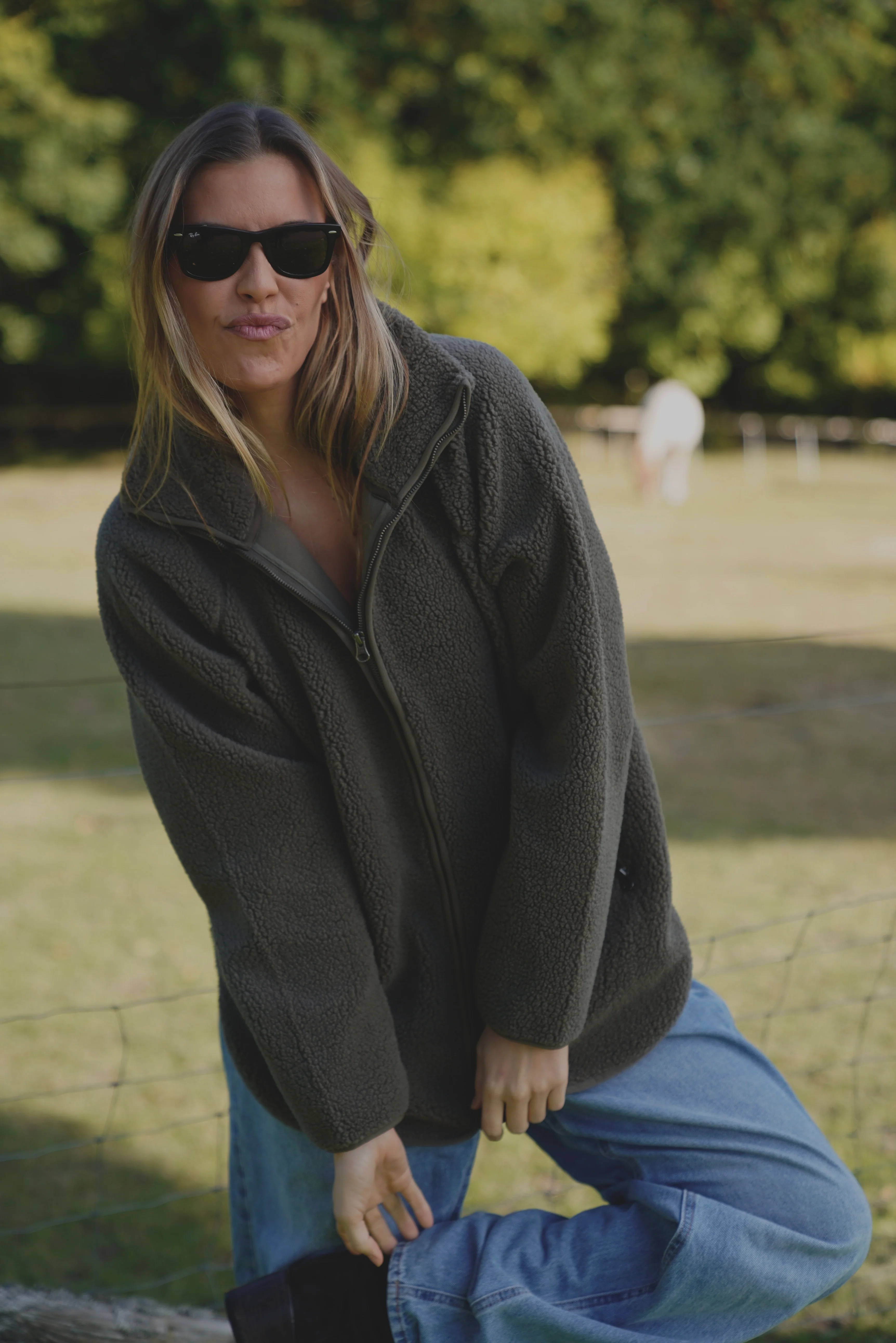Aria Teddy Fleece Jacket - Dusty Brown - Image 5