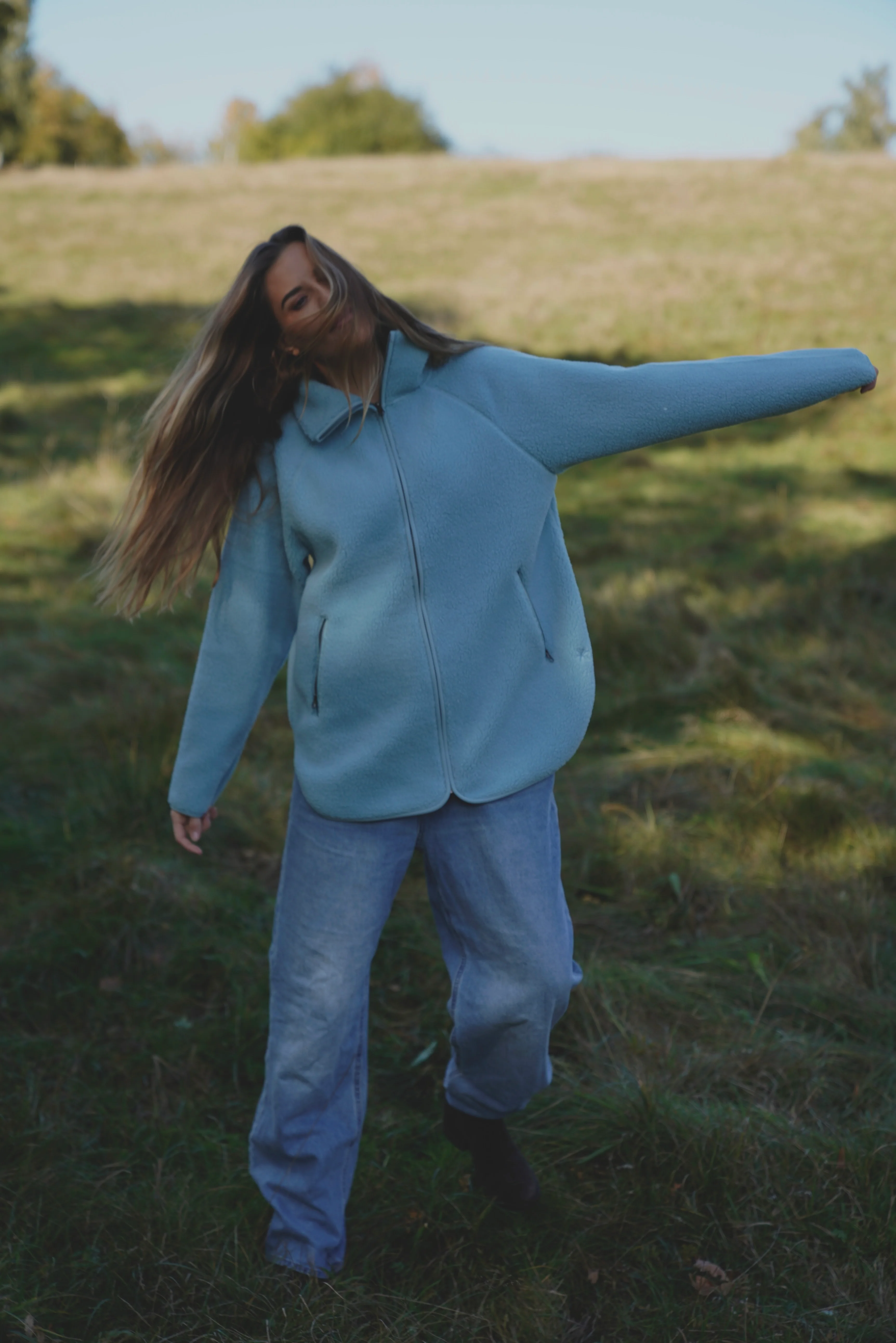 Aria Teddy Fleece Jacket - Ice Blue - Image 5
