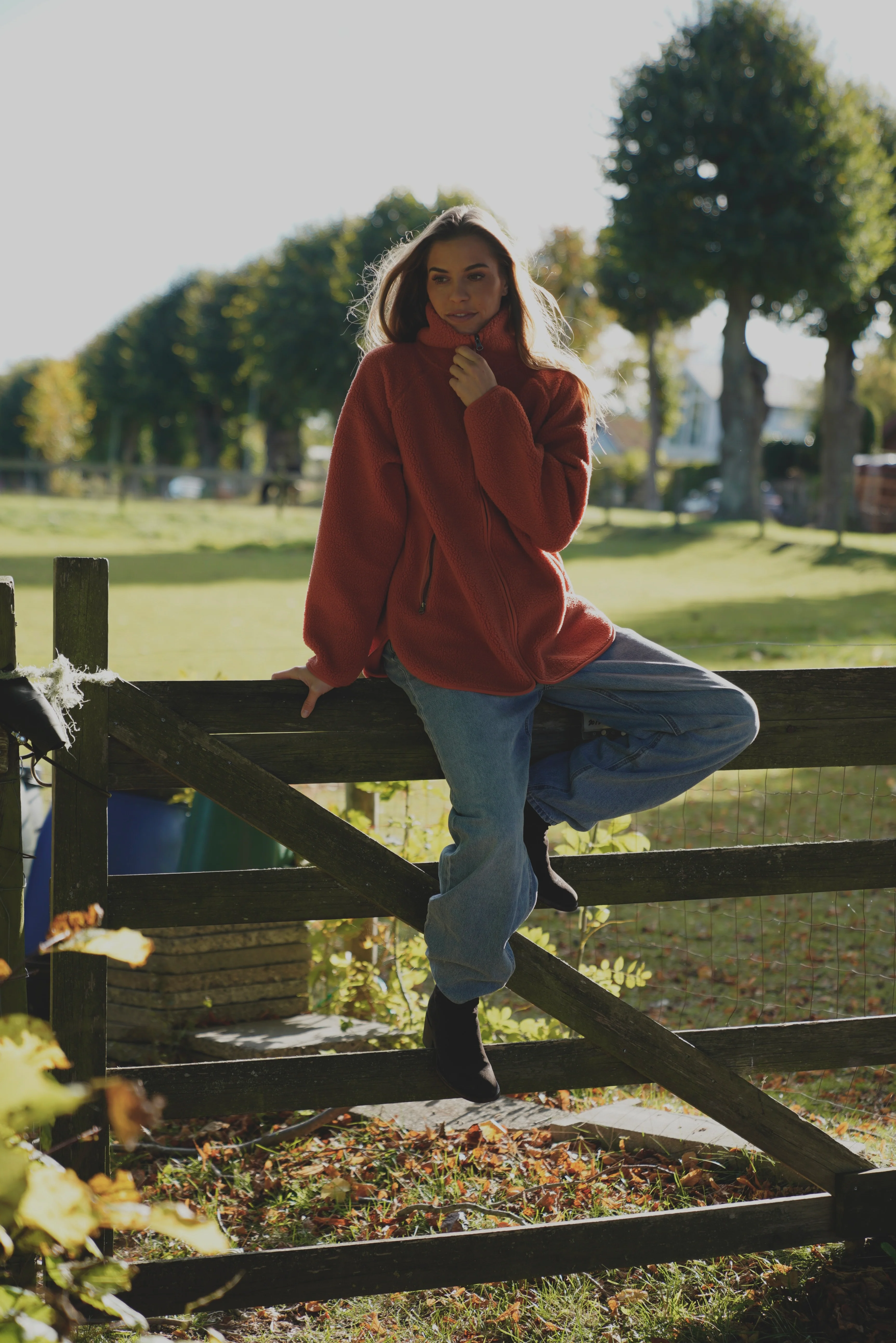 Aria Teddy Fleece Jacket - Red Earth - Image 5