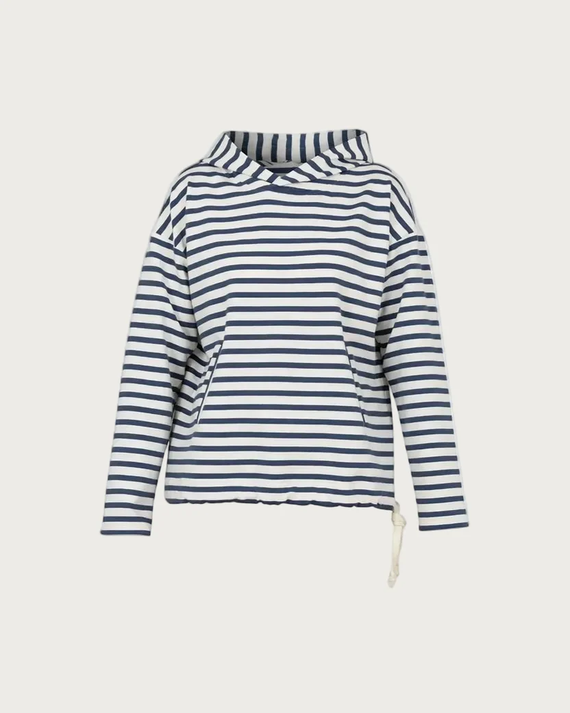 Cari Hoodie - Ecru w/Ink blue