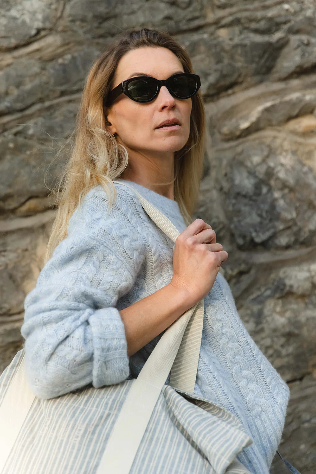 Daimi Cable Knit - Pale Blue - Image 10