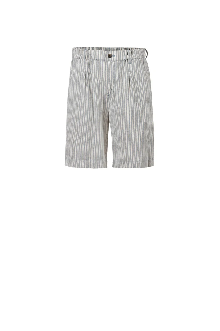 Davida Striped Bermudas - Iron Blue/Chalk