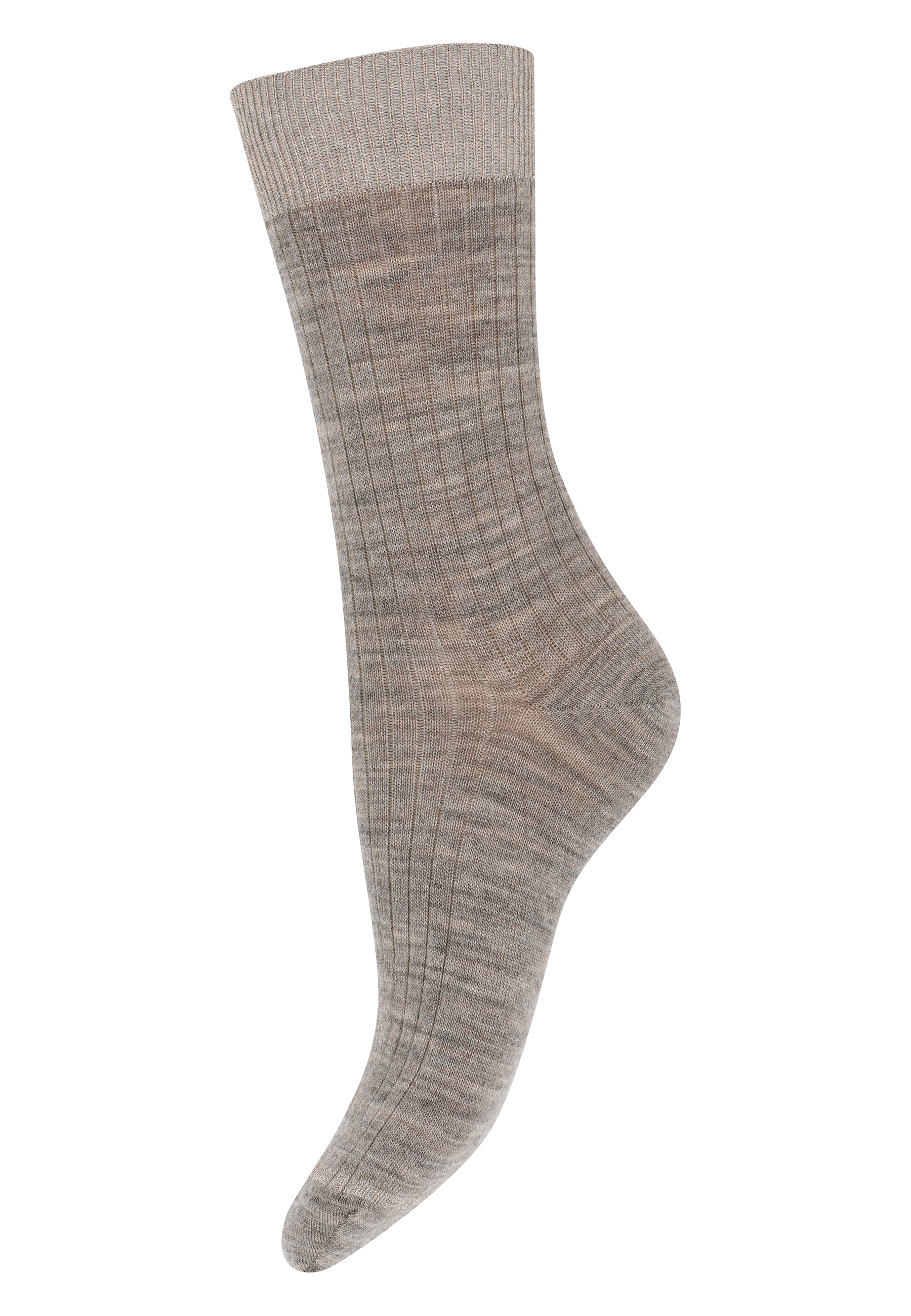 Erina Wool Rib Socks (12-59532-0-489) - Light Brown Melange W. Glitter - Image 2