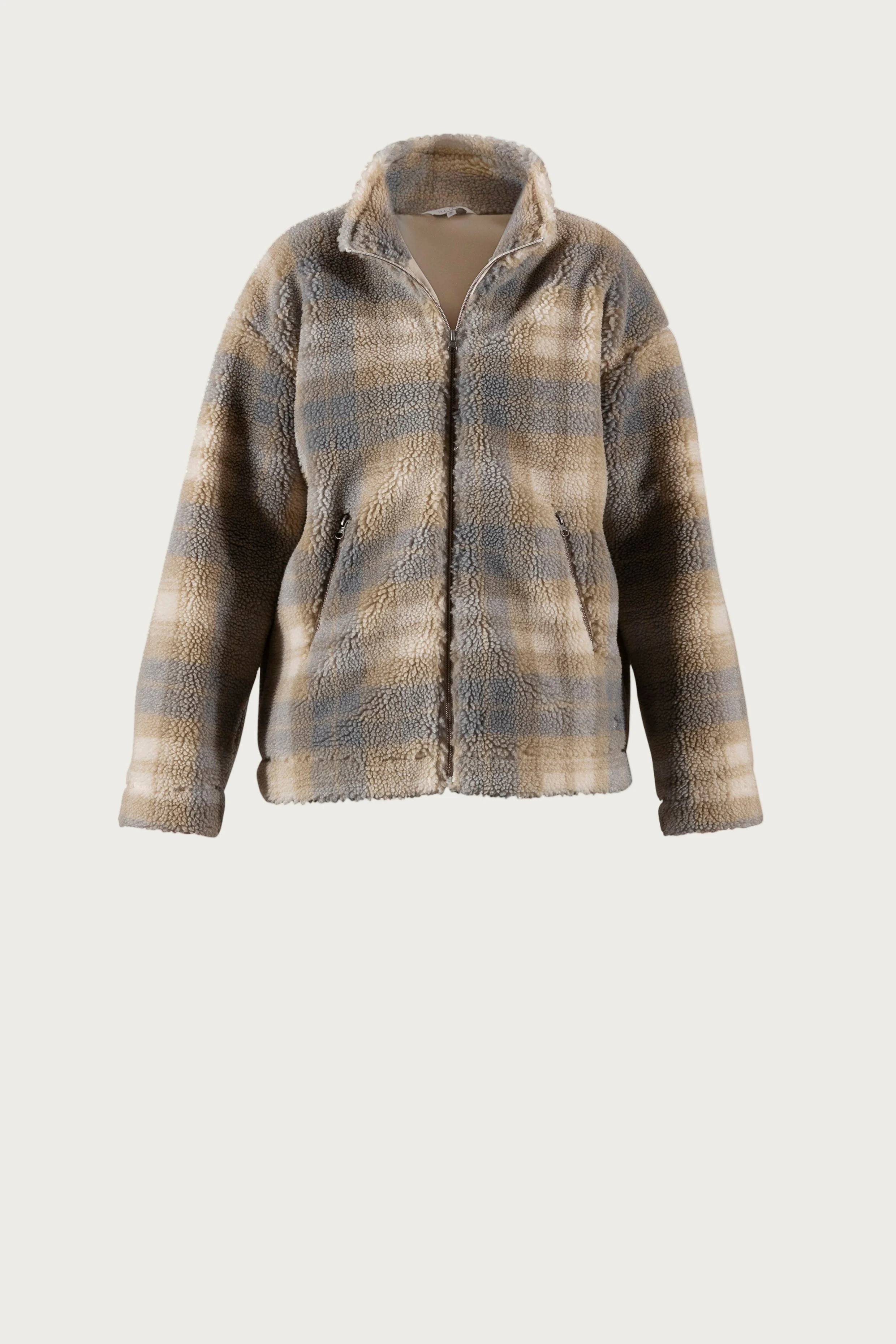 Fay teddy fleece jacket - almond check - Image 2
