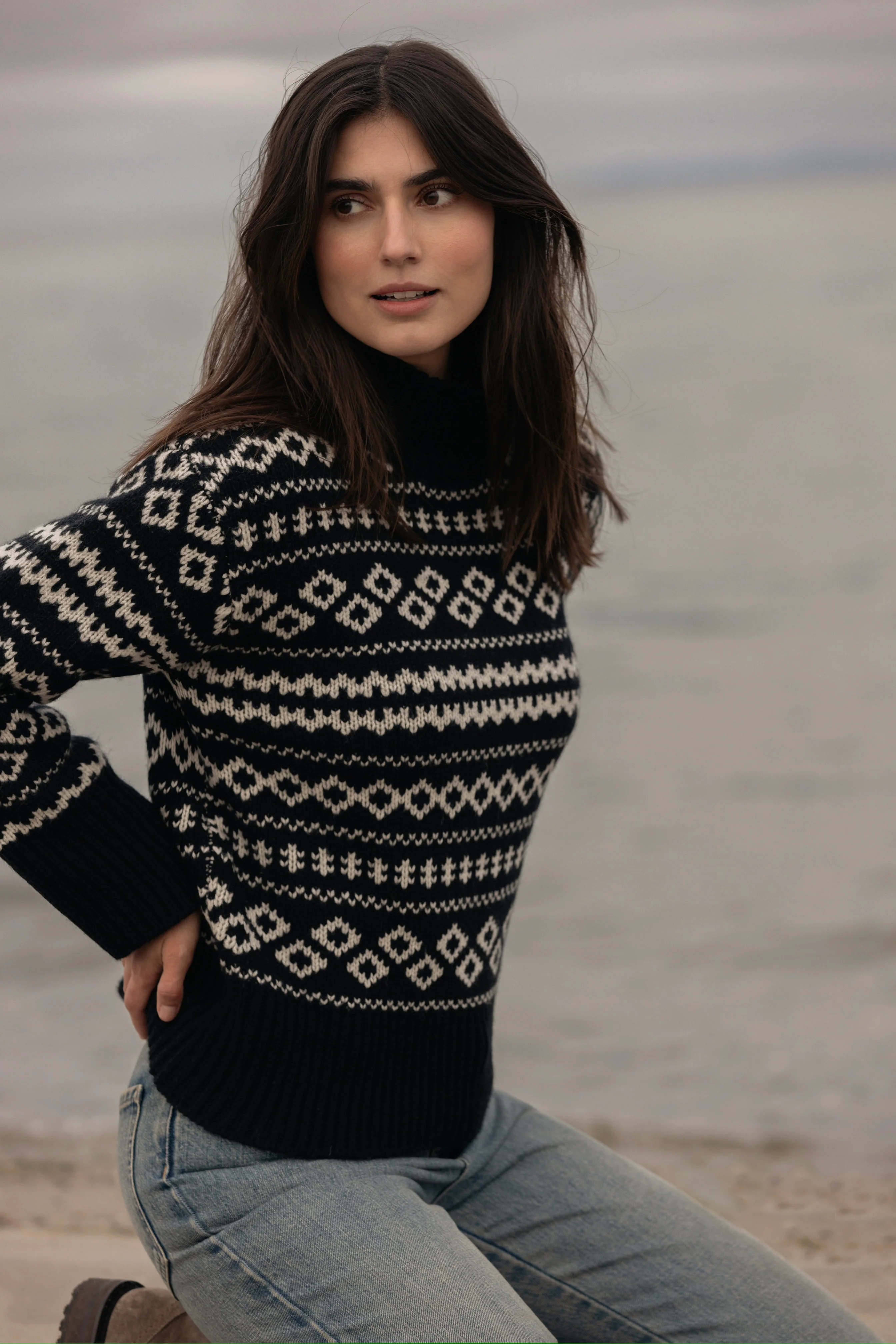 Fe Jaquard Knit - Black/Cream - Image 2