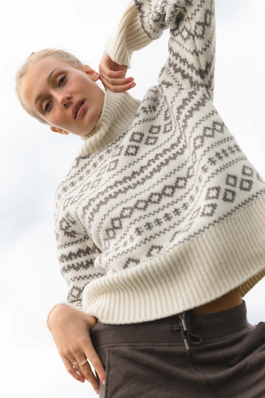 Fe Jaquard Knit - Cream/Light Chocolate