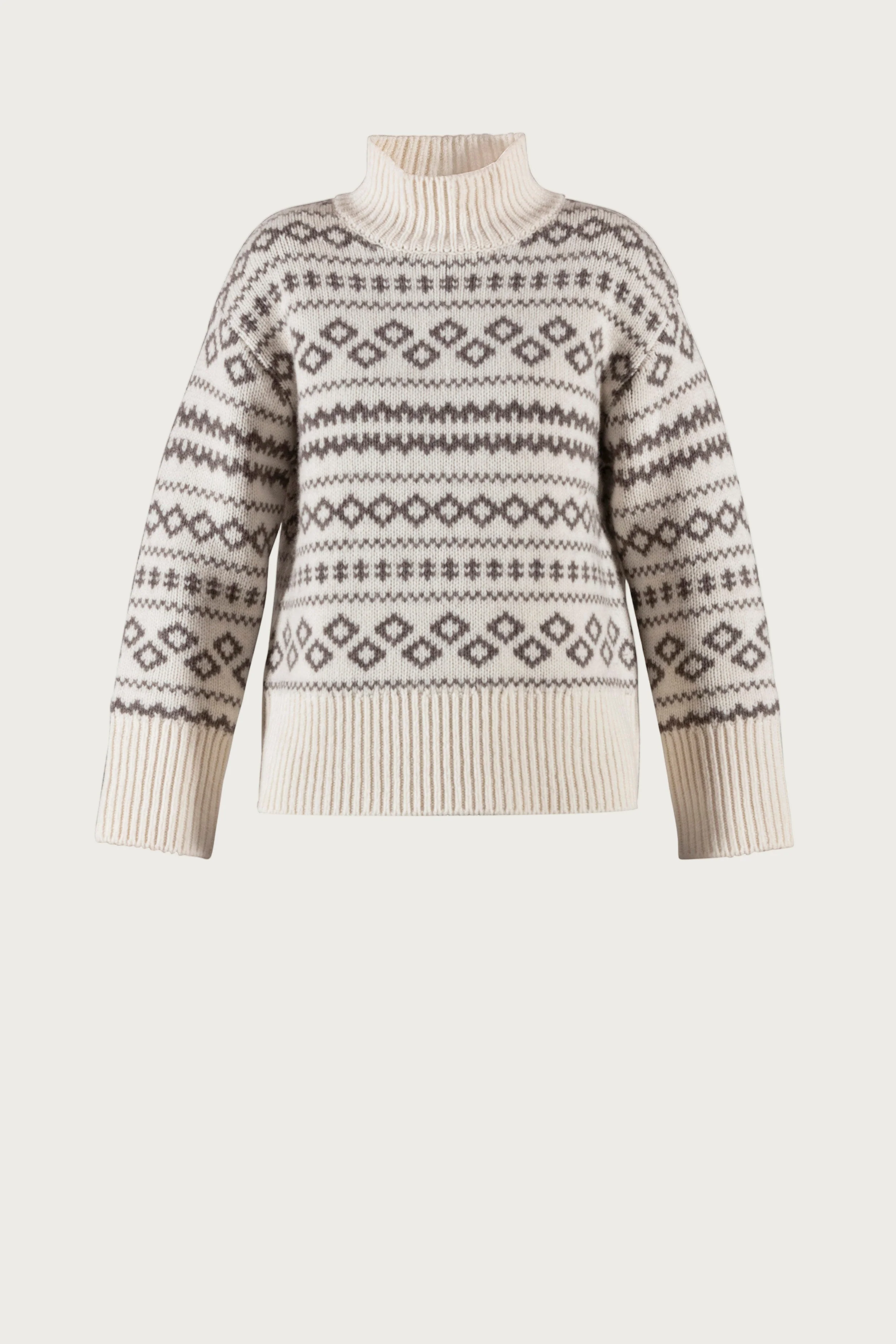 Fe Jaquard Knit - Cream/Light Chocolate - Image 2
