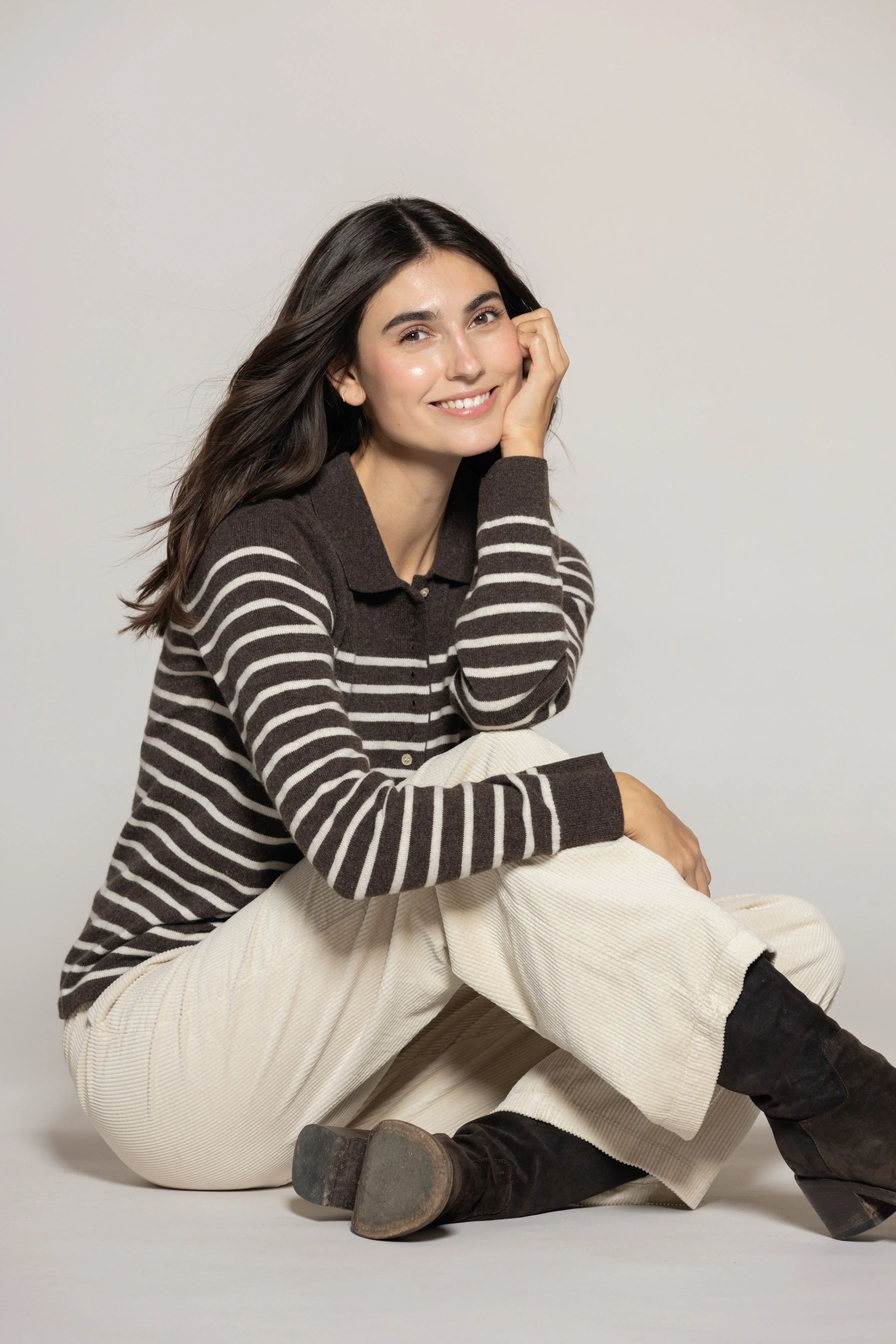 Franceska Wool Polo Knit - Chocolate Melange - Image 2
