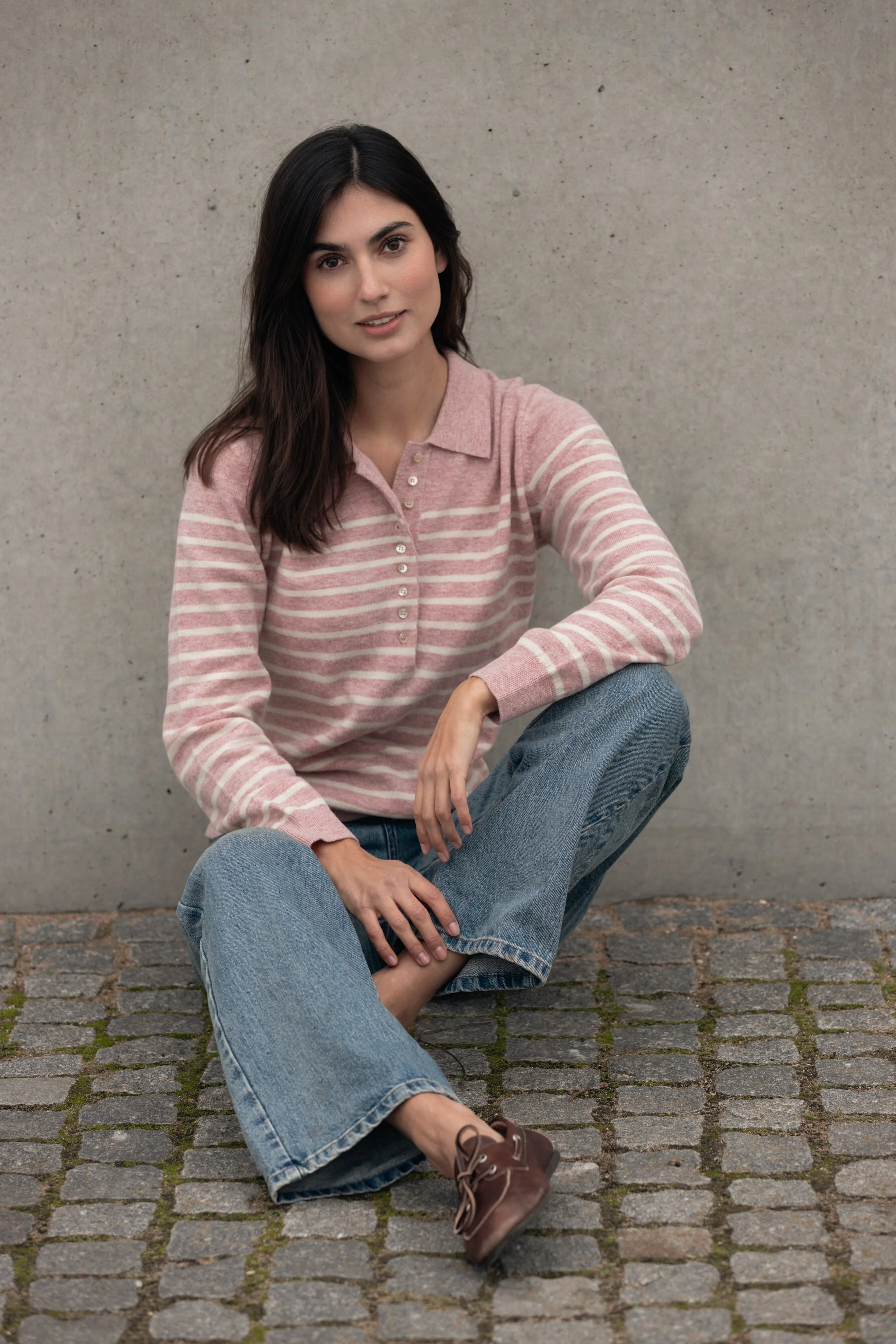 Franceska Wool Polo Knit - Old Rose Melange - Image 2