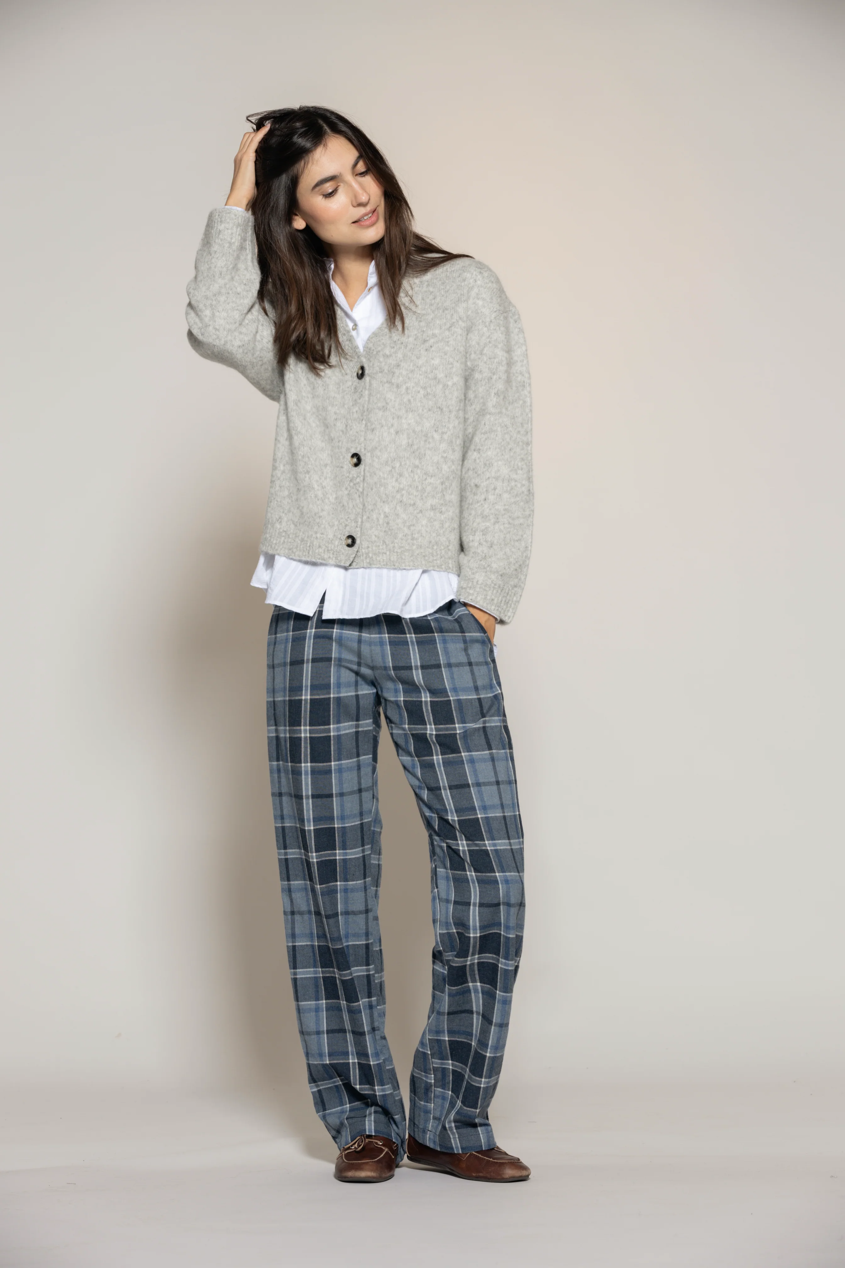 Frankie Knit Cardigan - Light Grey Melange - Image 3