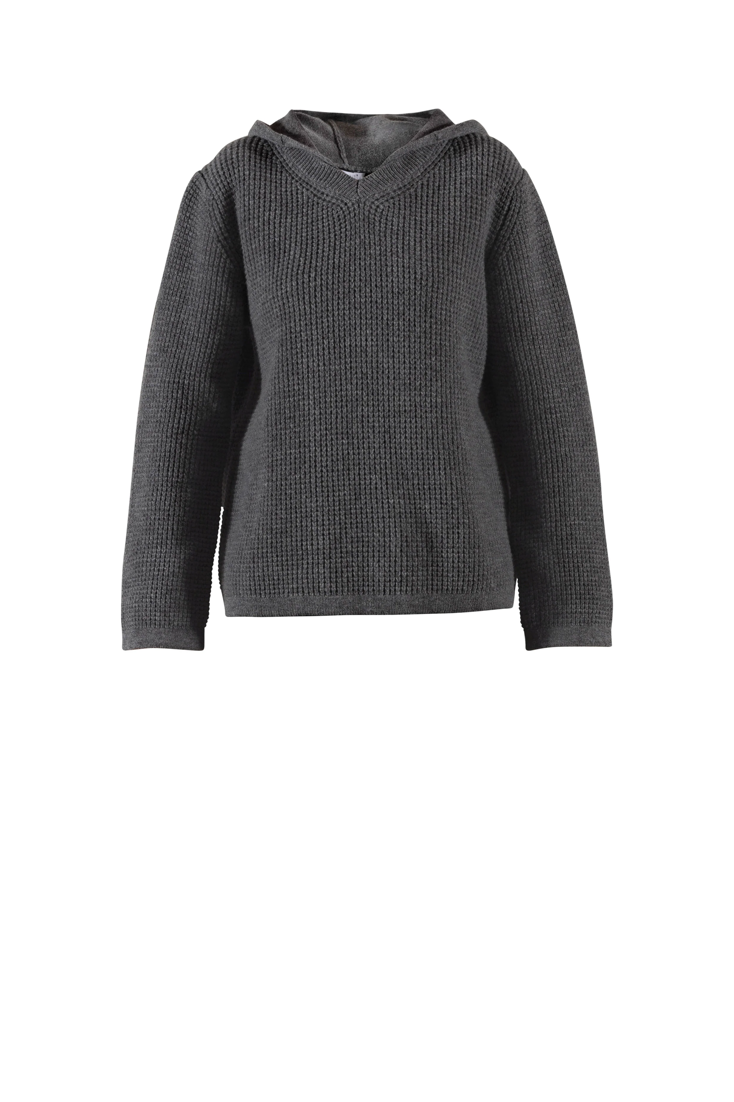 Frauke Merino Knit Hoodie - Iron Grey Melange - Image 2
