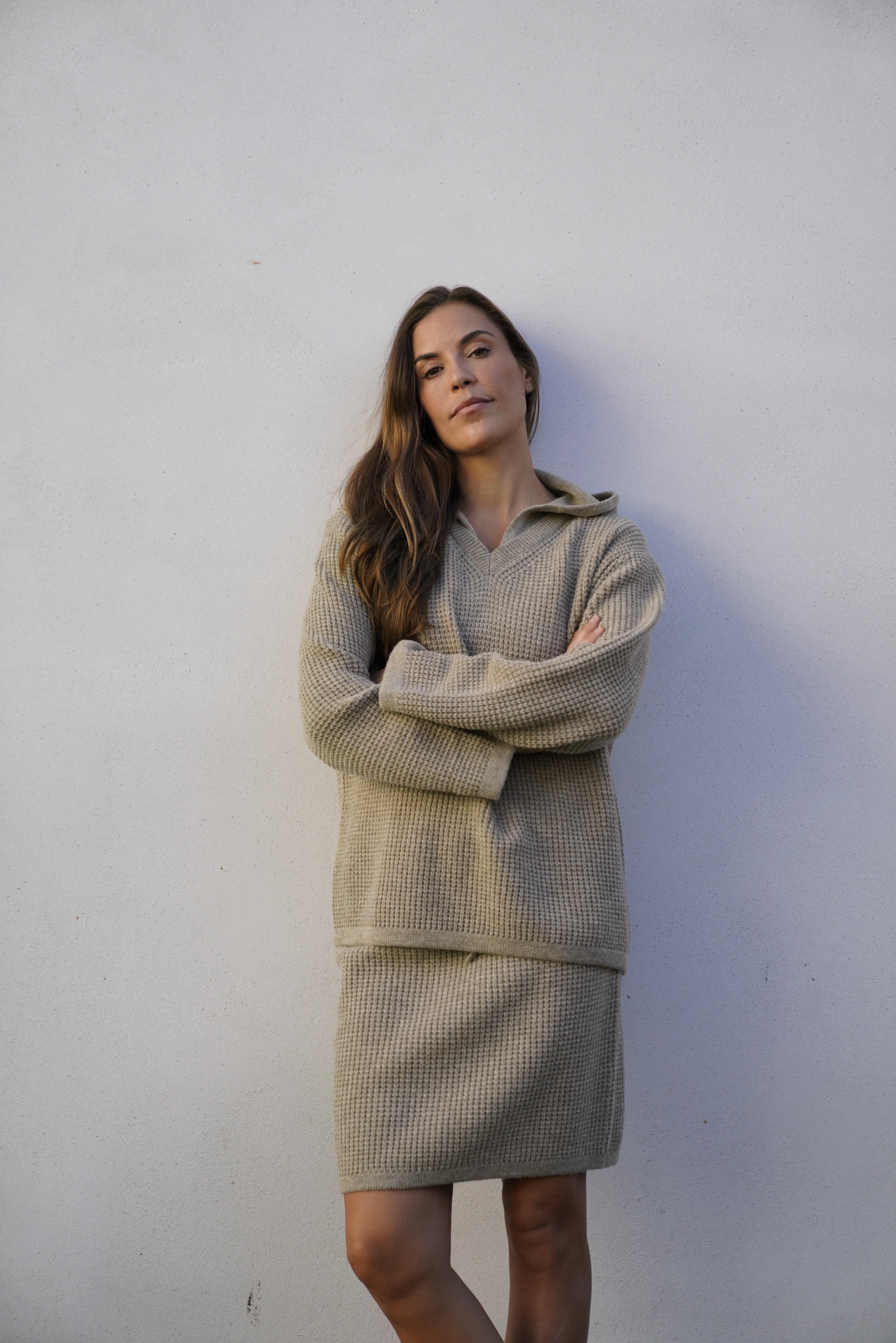 Freja Merino Knit Skirt - Light Camel Melange - Image 3