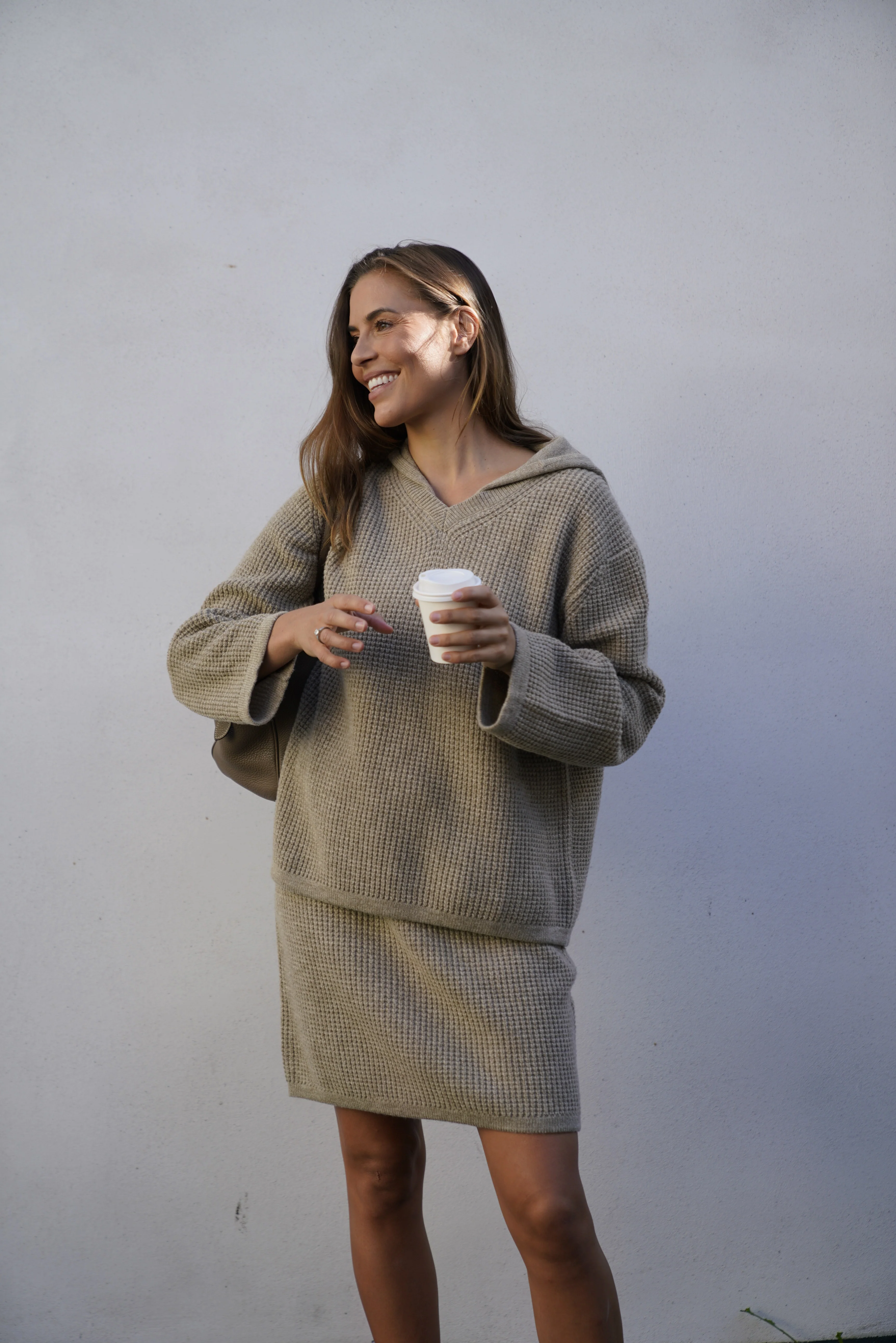 Freja Merino Knit Skirt - Light Camel Melange - Image 4