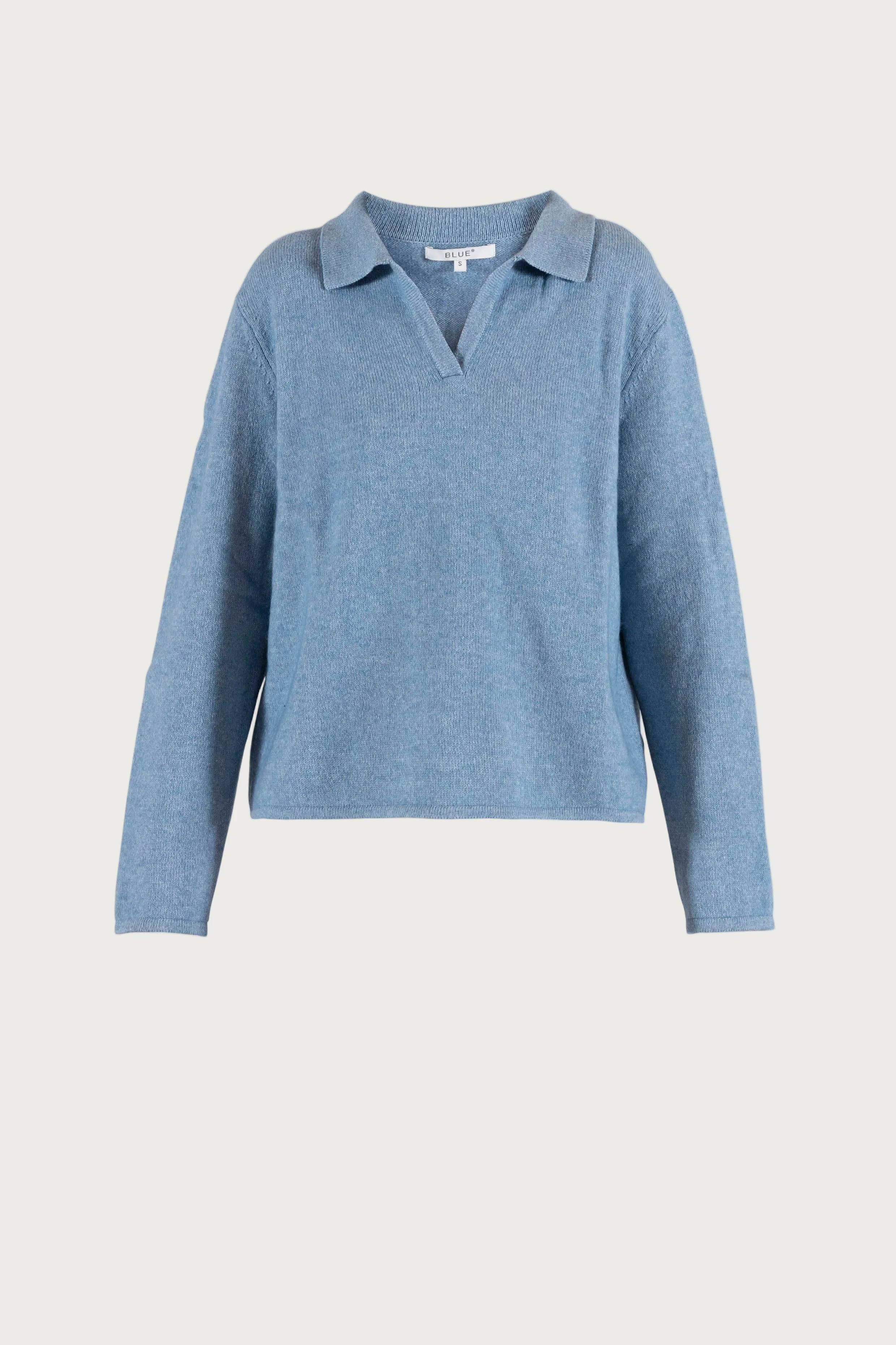 Lara LS Polo Knit - Dark Skyblue Melange - Image 2