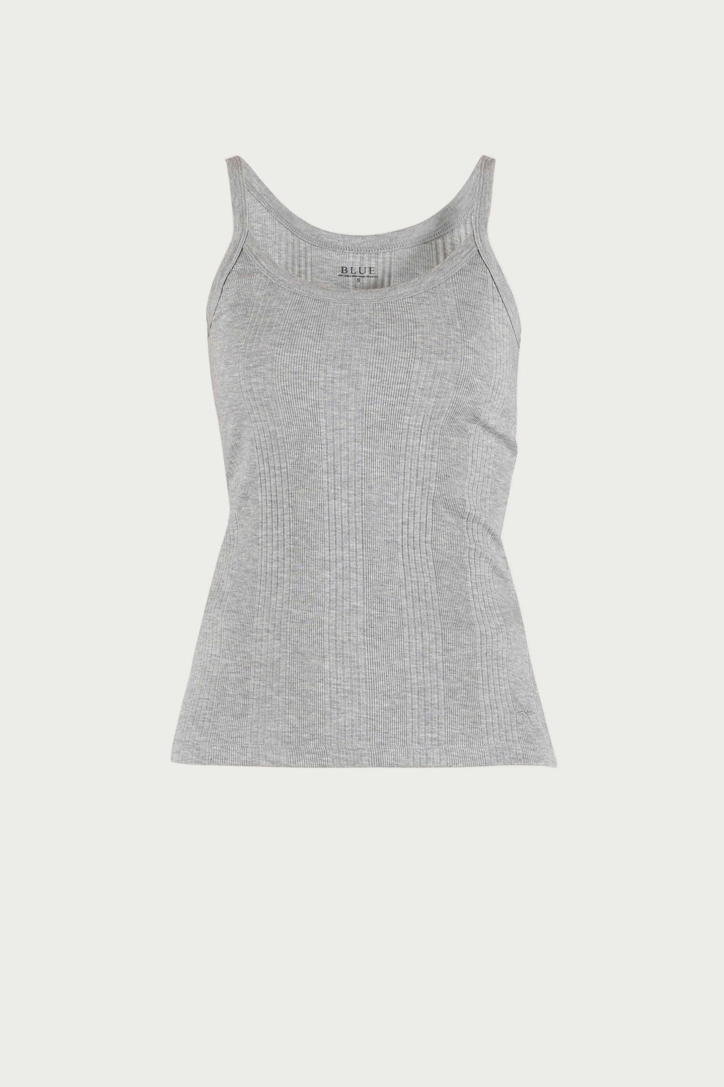 Leslie Rib Top - Grey Melange