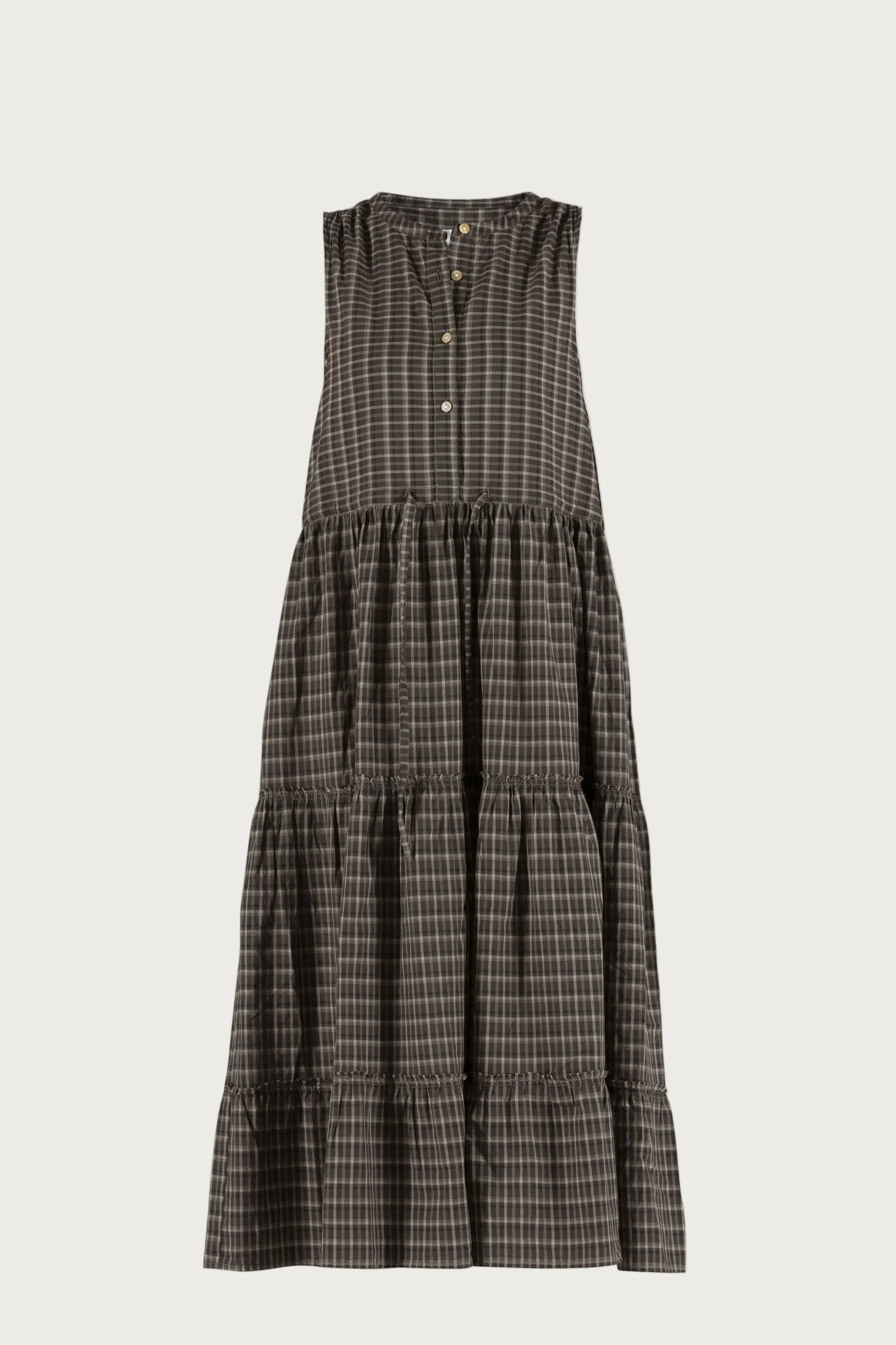 Linett voile check Dress - Coffee check - Image 2