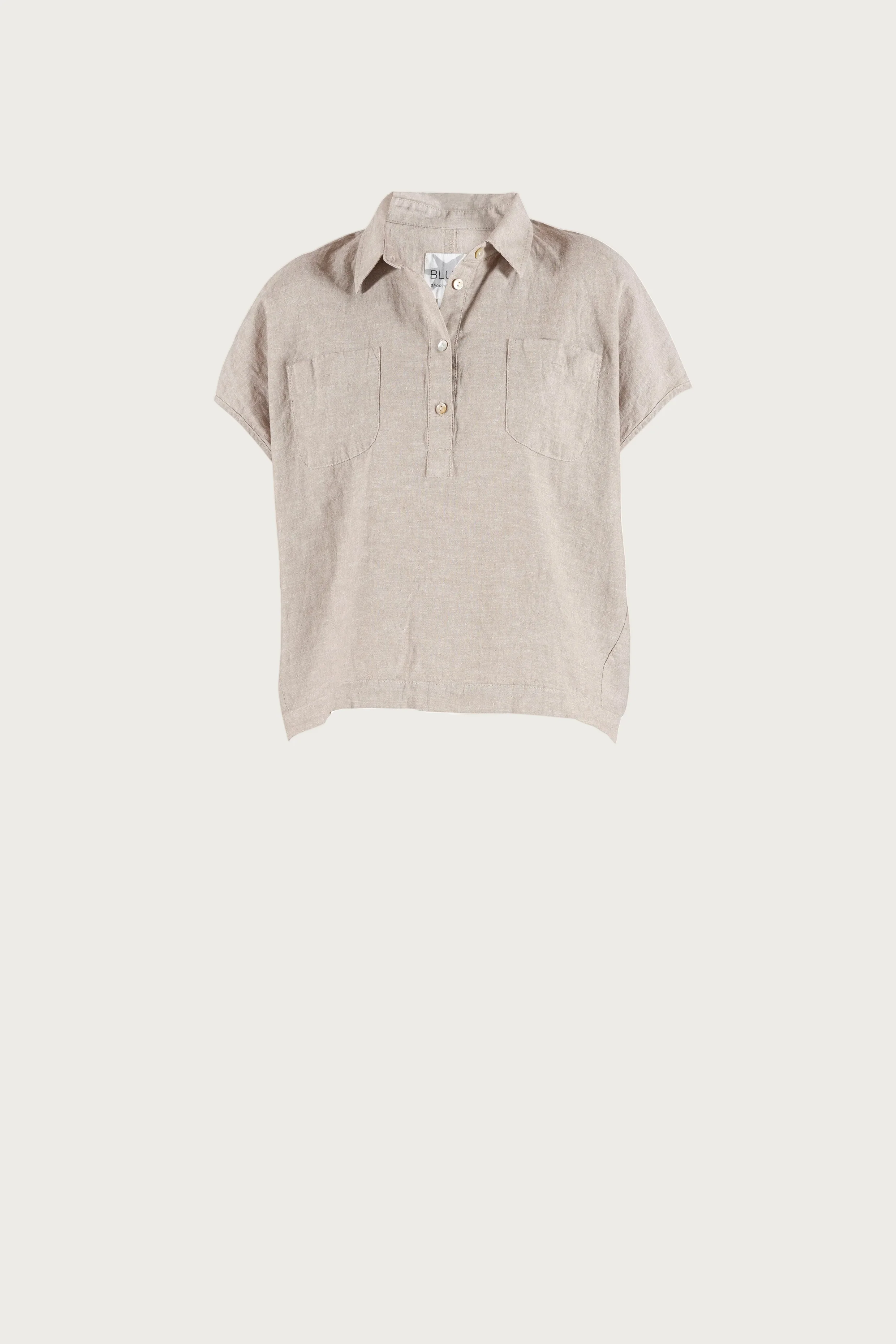 Lisbeth short linen Shirt - Chalk Melange - Image 2
