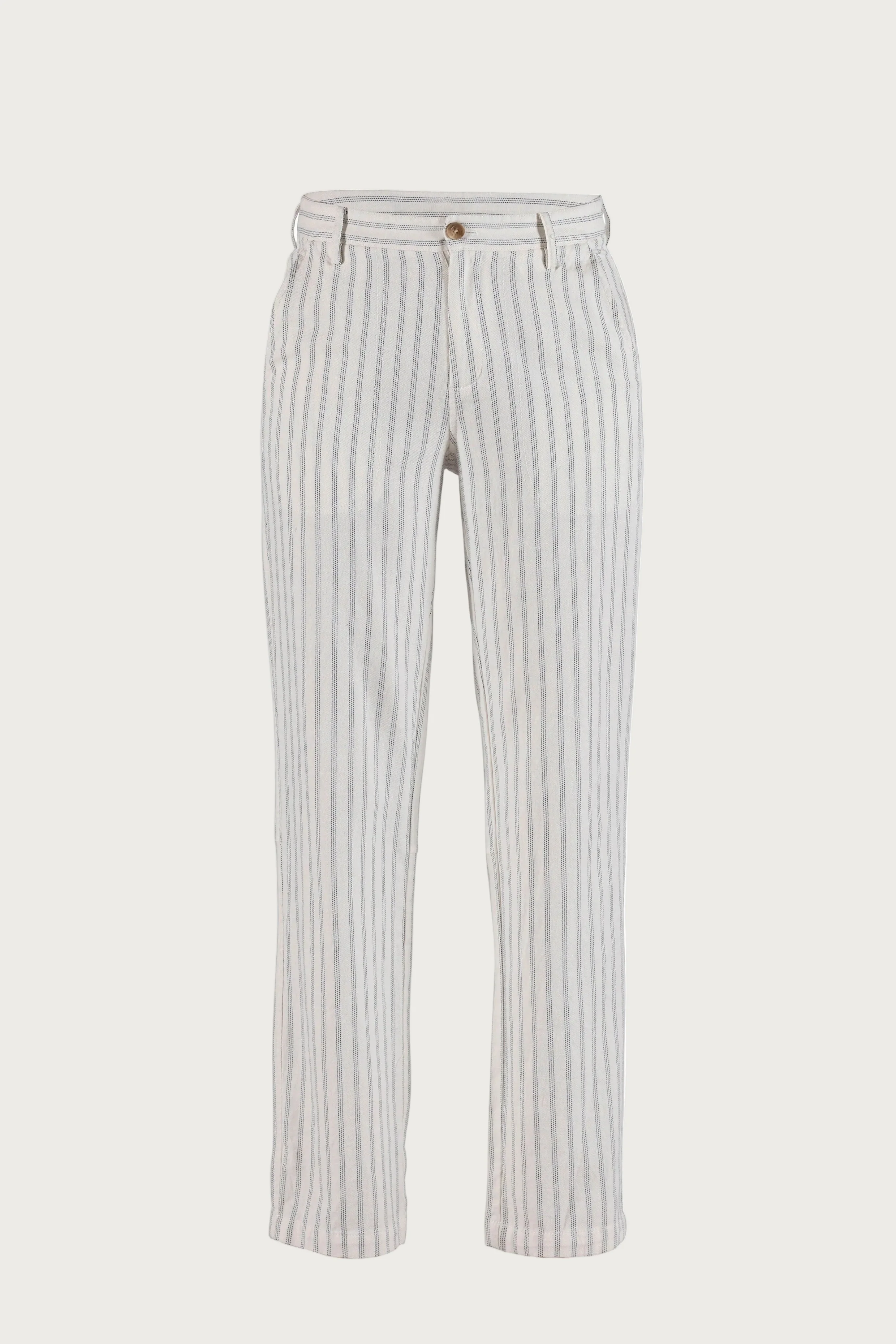 Lisen striped cotton/linen Trousers - Cream w/Dusty Navy - Image 2