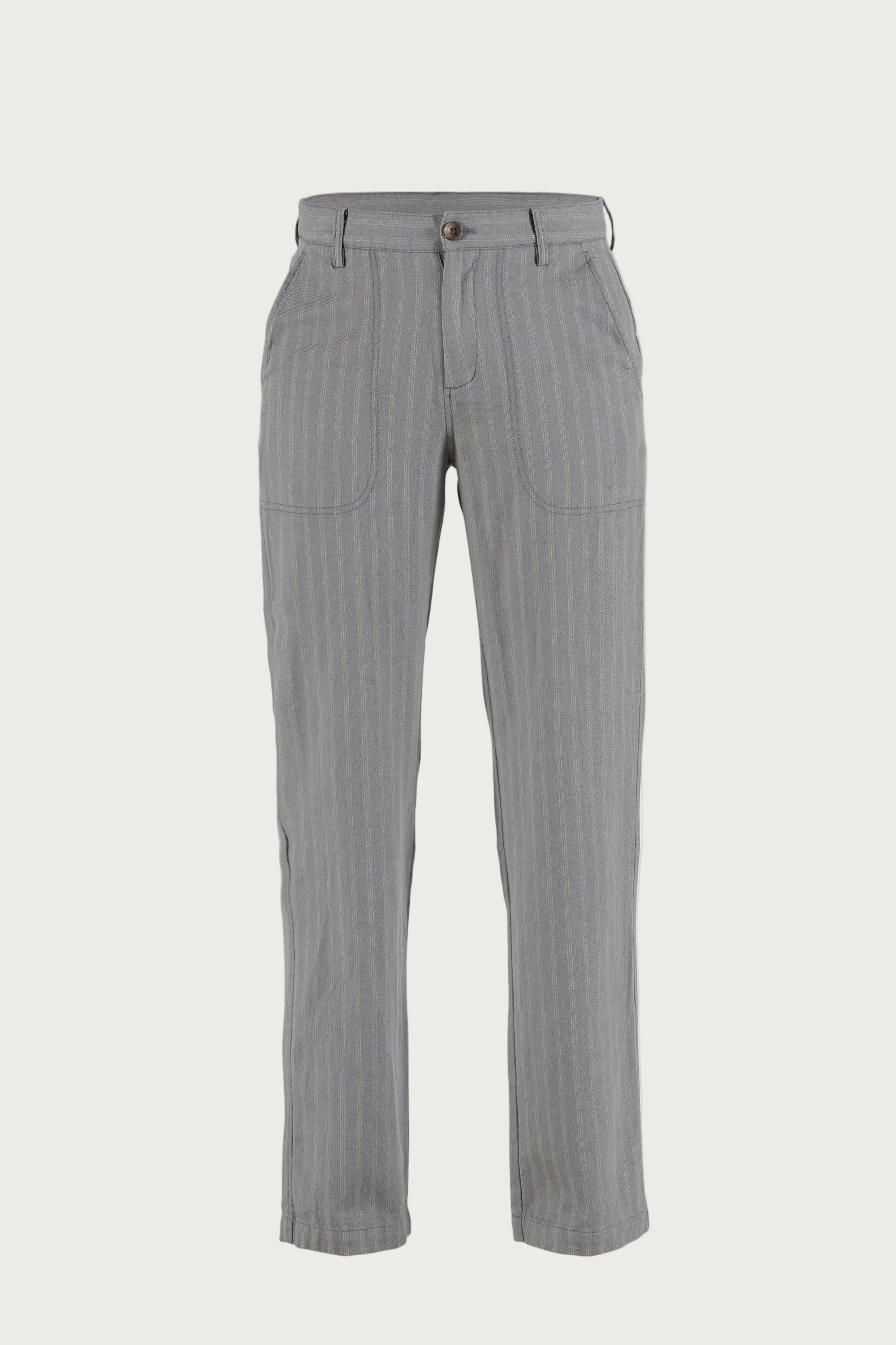 Lisen striped cotton/linen Trousers - Silver Pine w/Light Camel - Image 2