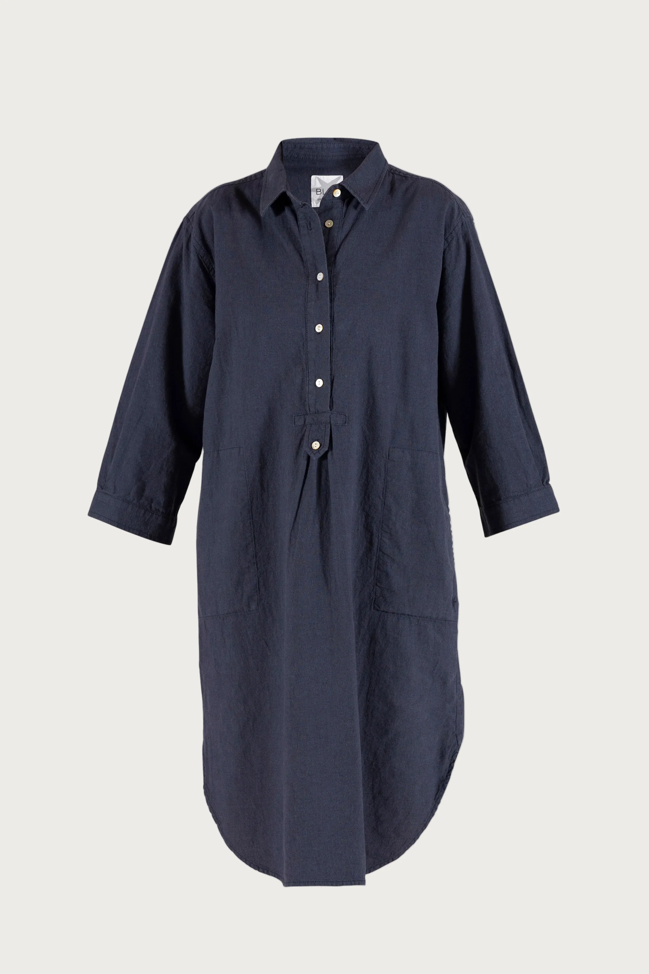 Liv linen Shirt Dress - Dusty Navy - Image 2