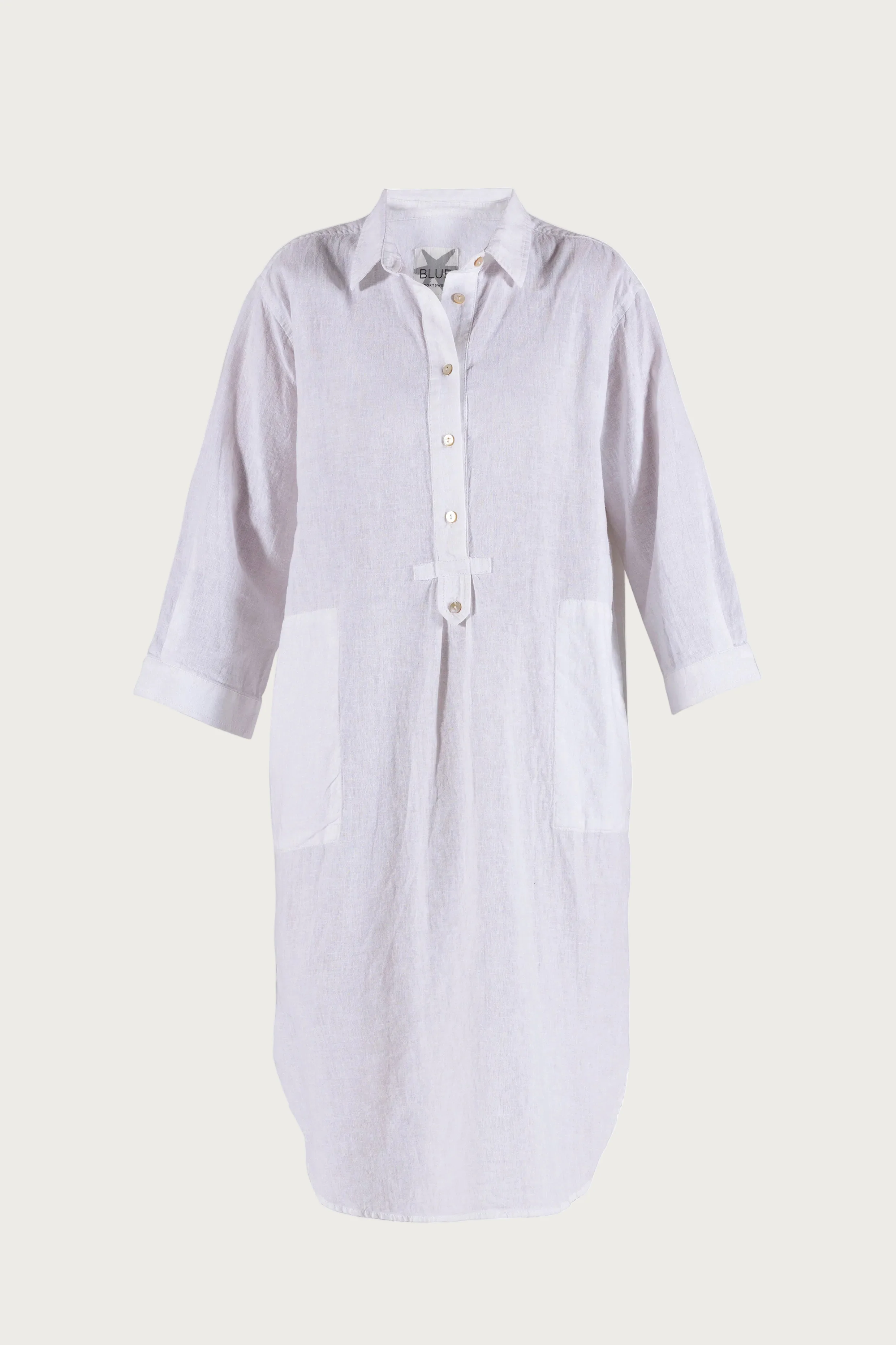 Liv linen Shirt Dress - White - Image 2