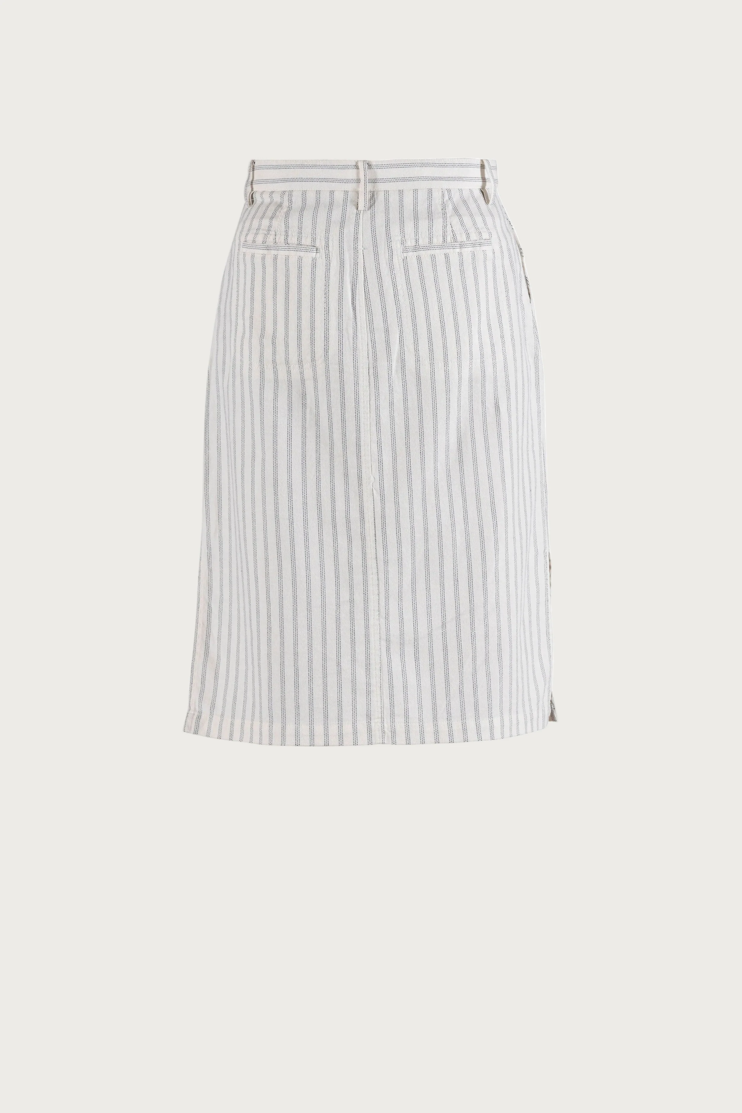 Lizzie cotton/linen striped Skirt - Cream w/Dusty Navy - Image 3