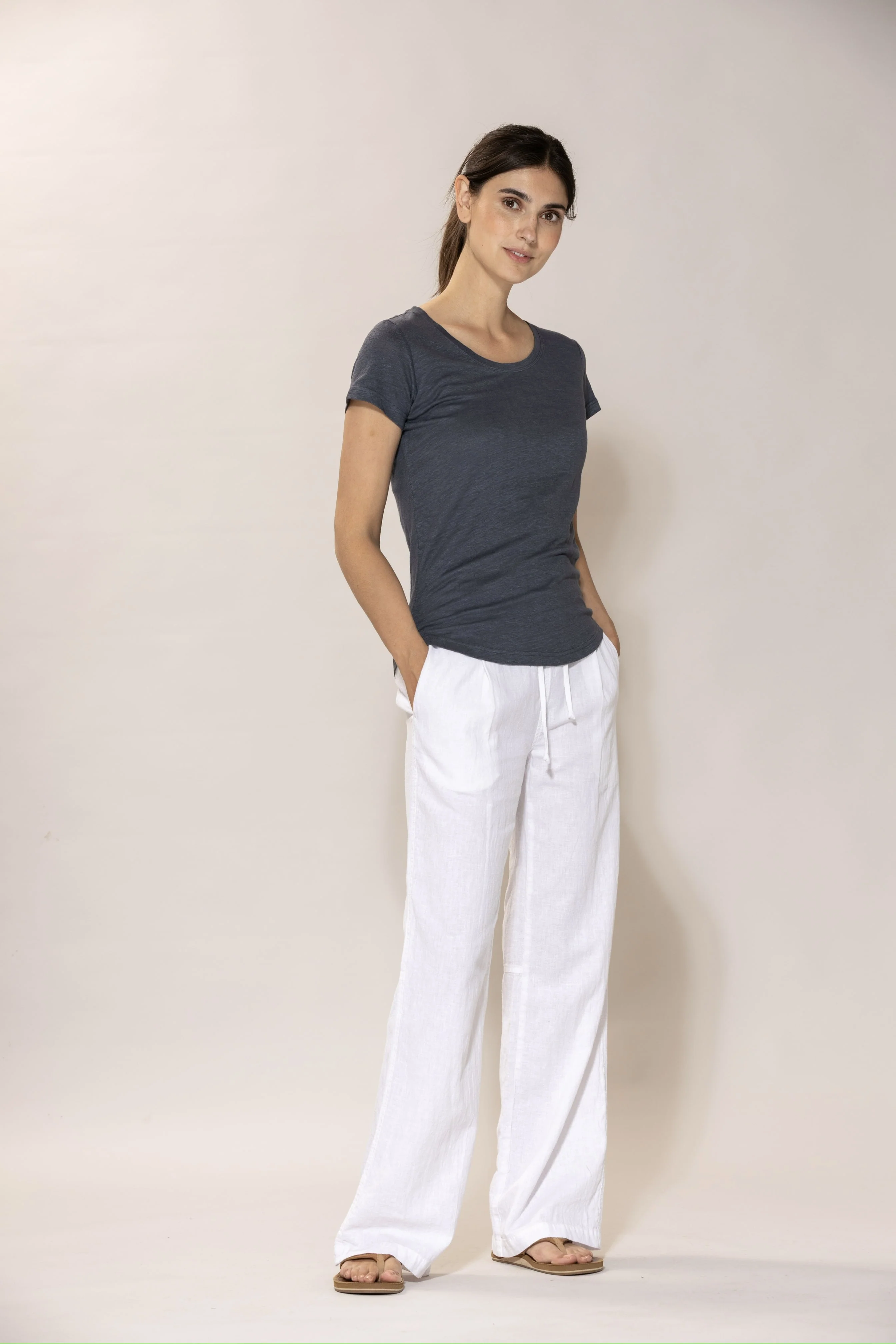 Lotta linen Tee - Dusty Navy