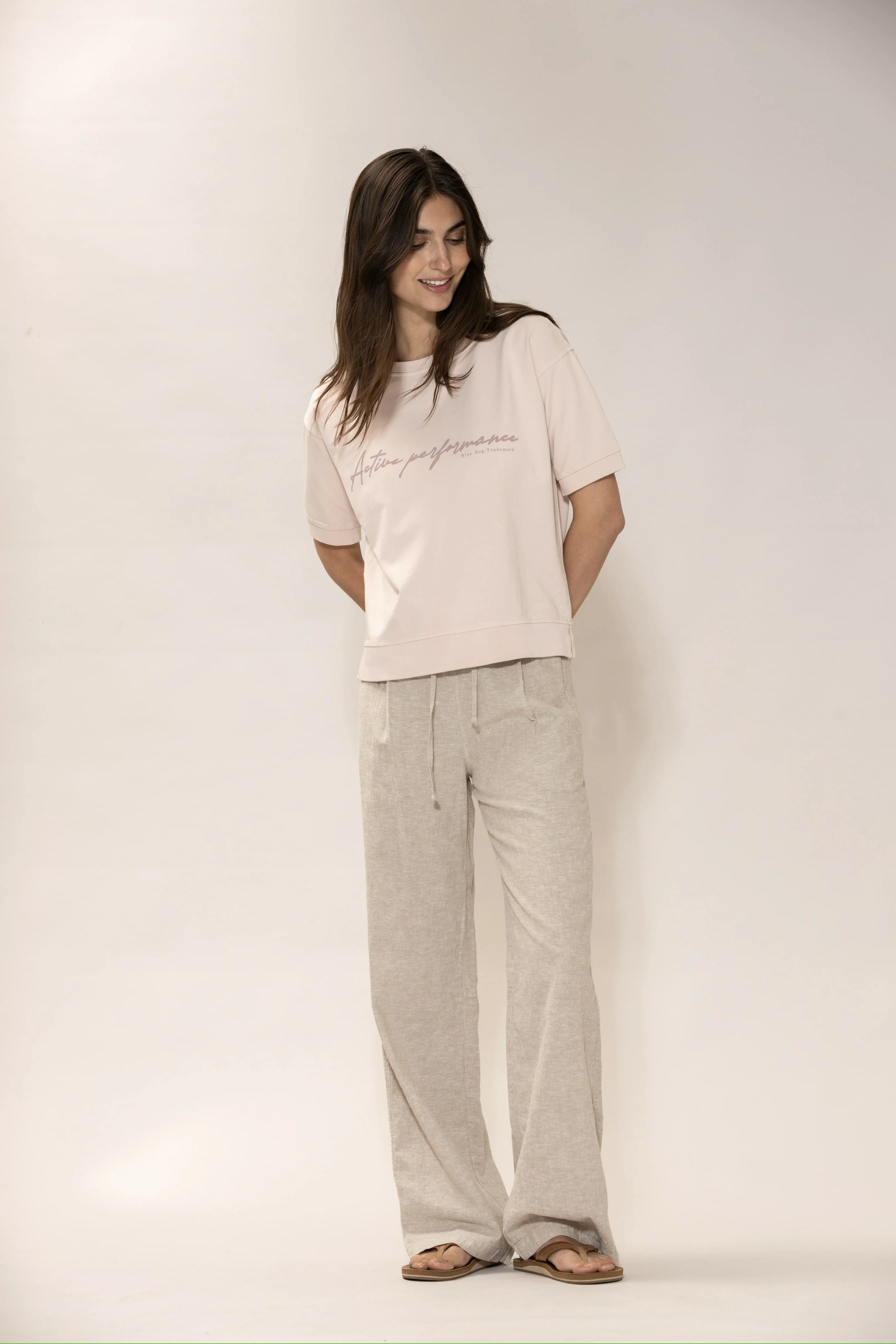 Luca linen Trousers - Chalk Melange - Image 2