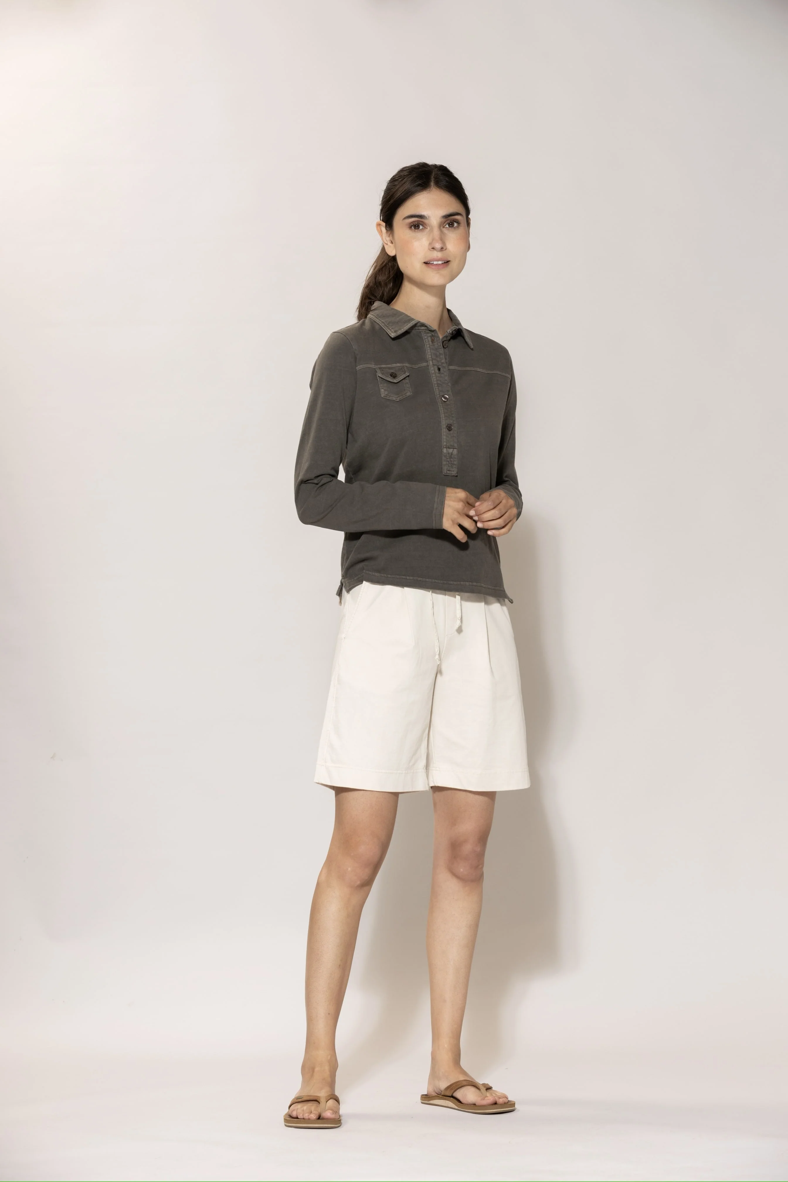Luci Polo Blouse - Coffee