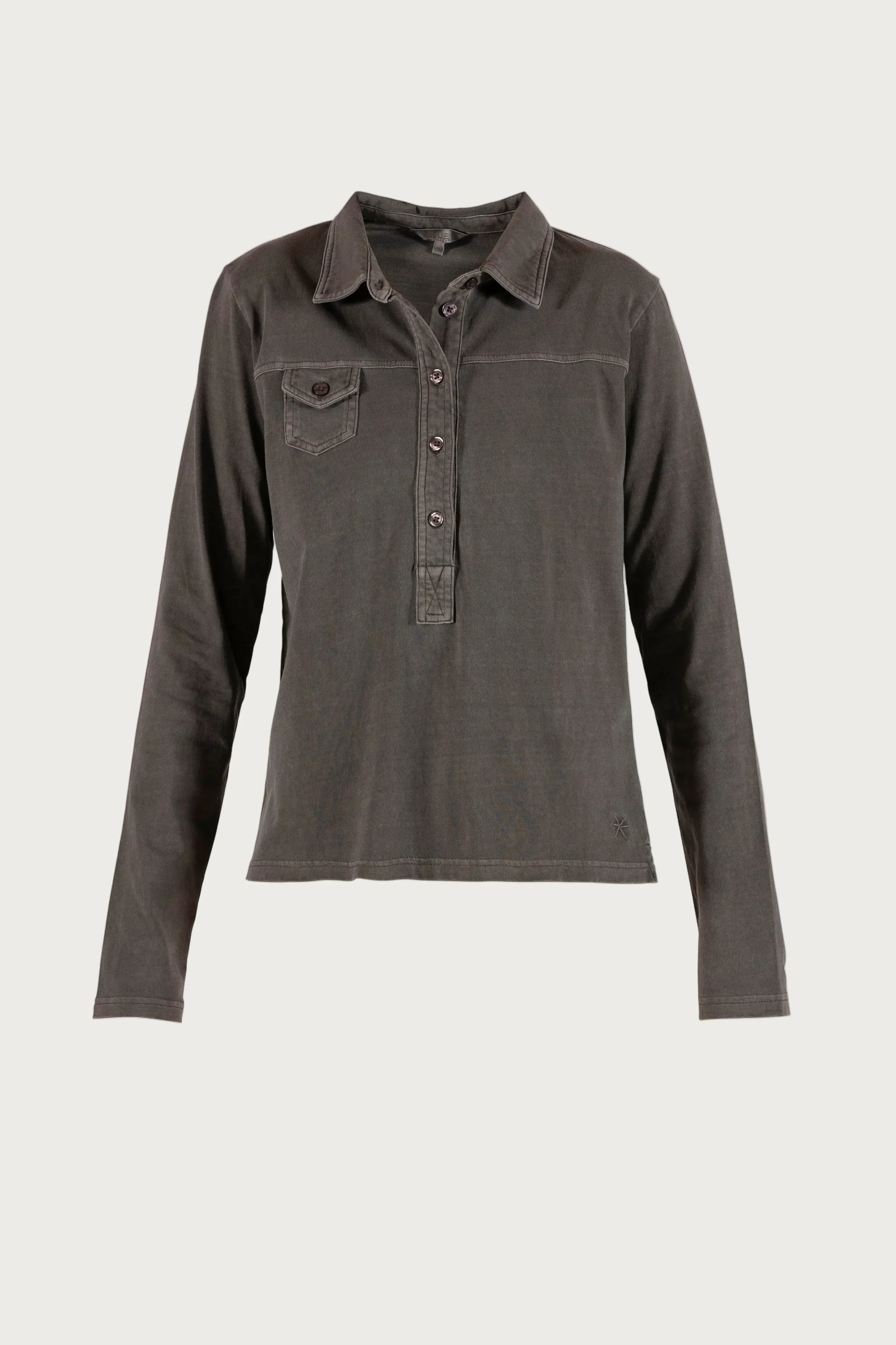 Luci Polo Blouse - Coffee - Image 2