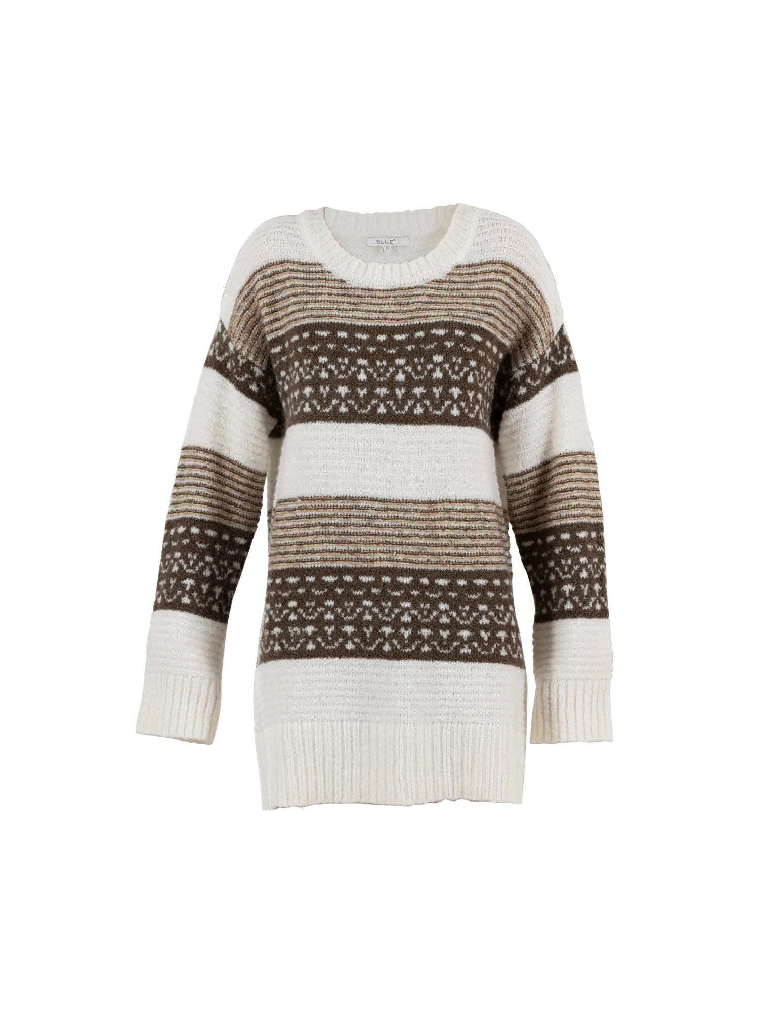 Mirabel Striped Wool/Mohair Jaquard Knit - Brown/Ecru/Camel - Image 2